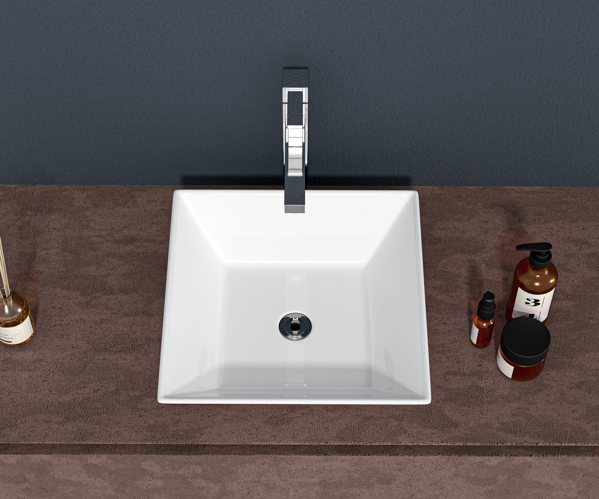 Square Ceramic Vessel Bathroom Sink