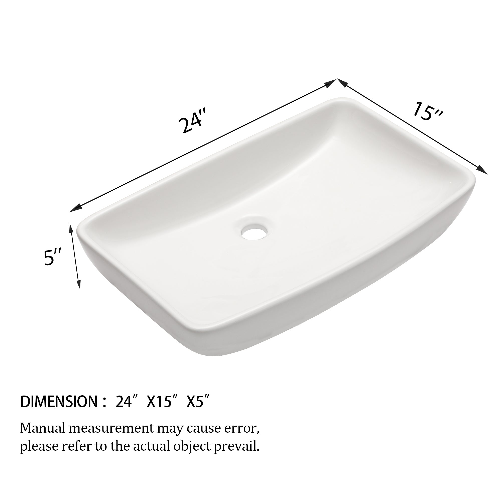 Rectangular Ceramic Vessel Bathroom Sink