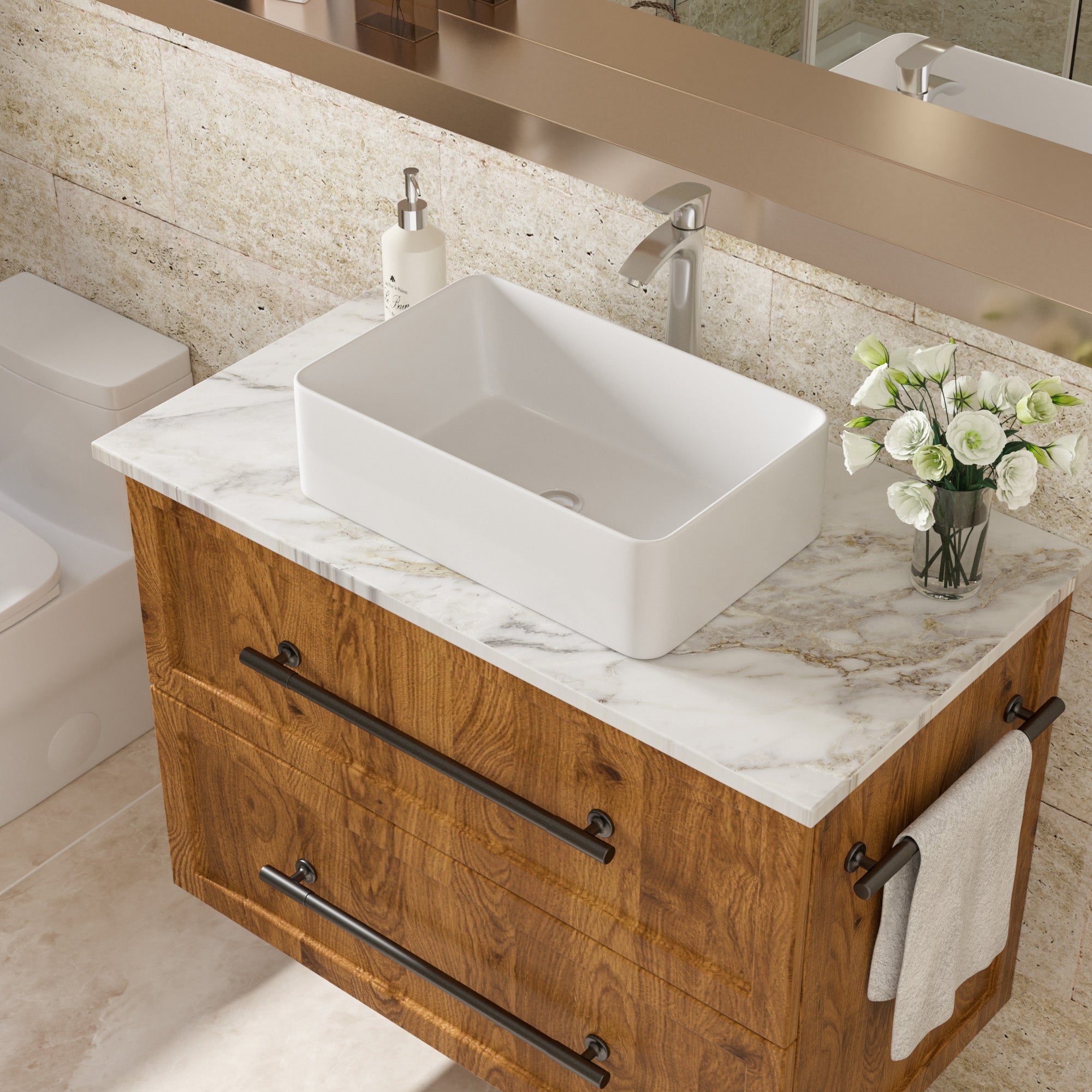 Rectangle Ceramic Vessel Bathroom Sink