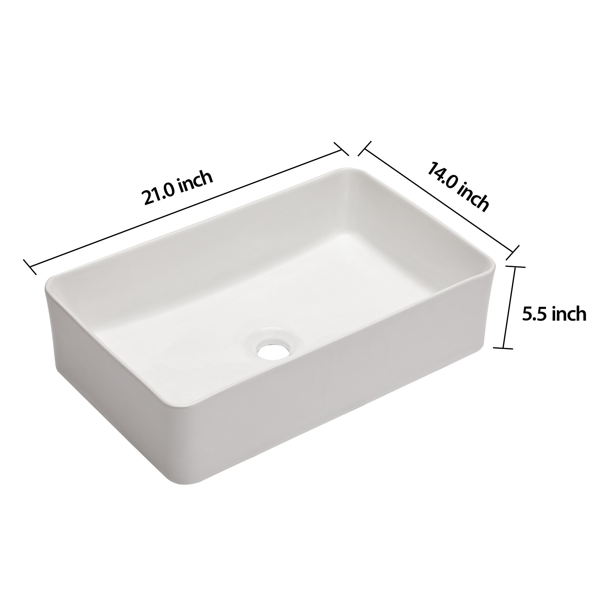 Rectangle Ceramic Vessel Bathroom Sink