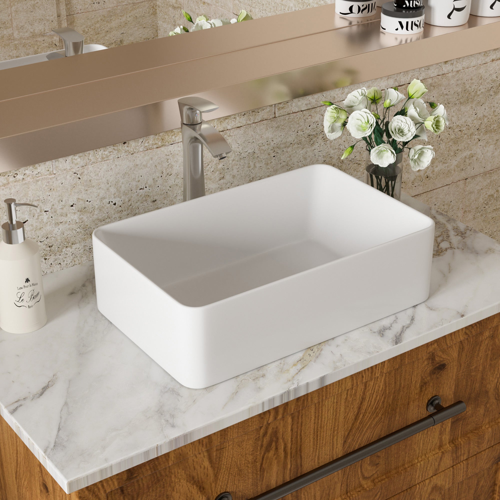 Rectangle Ceramic Vessel Bathroom Sink