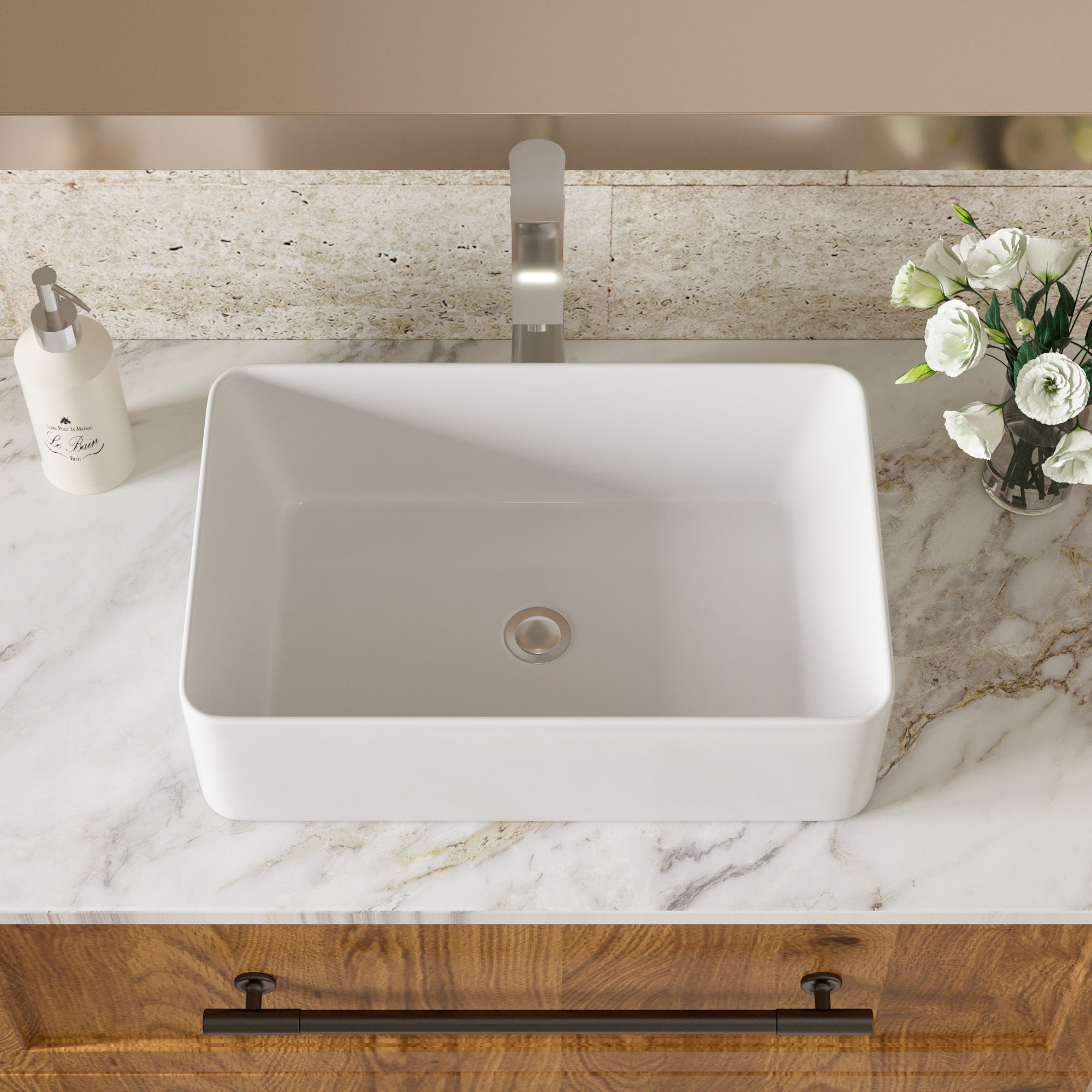Rectangle Ceramic Vessel Bathroom Sink