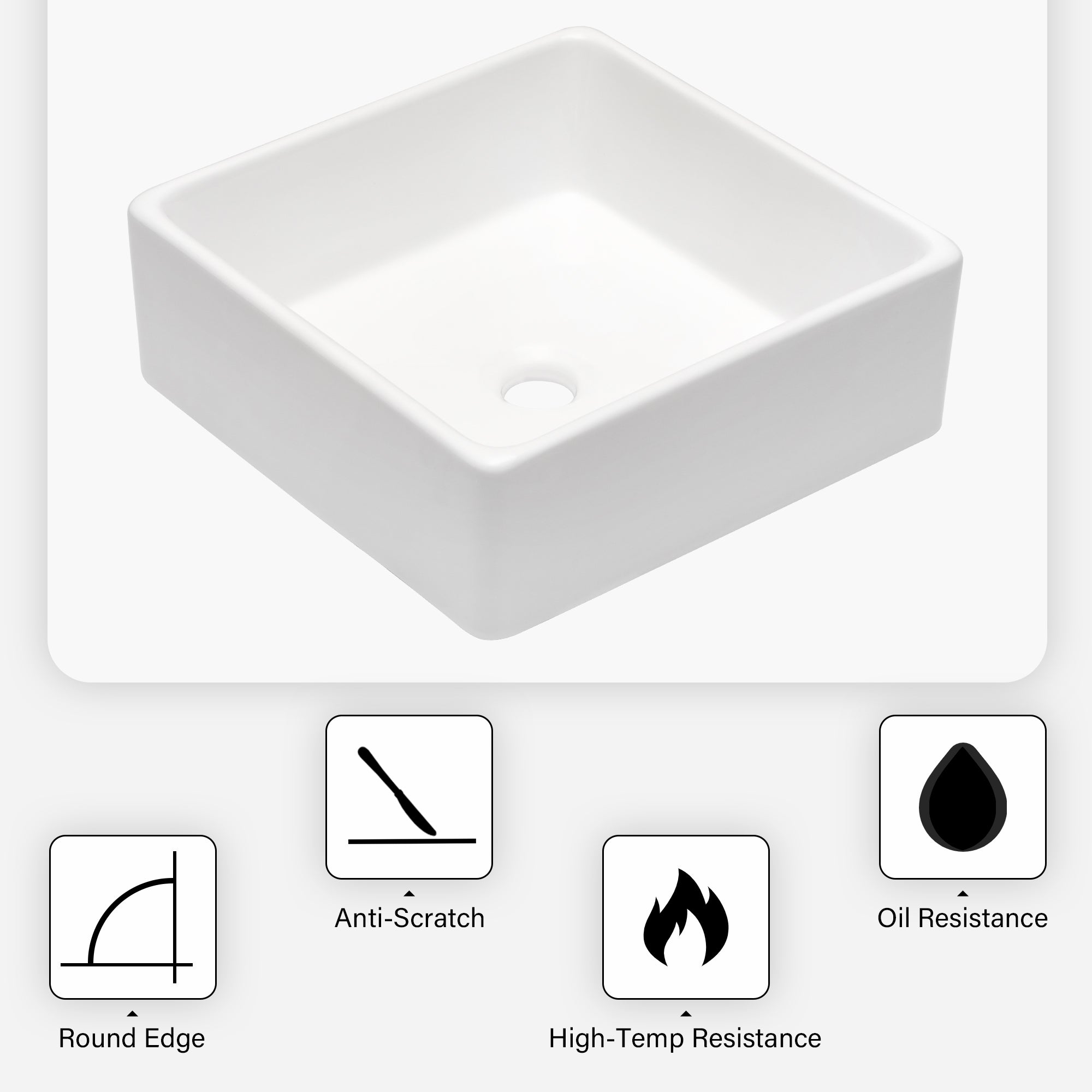 Square Ceramic Vessel Bathroom Sink