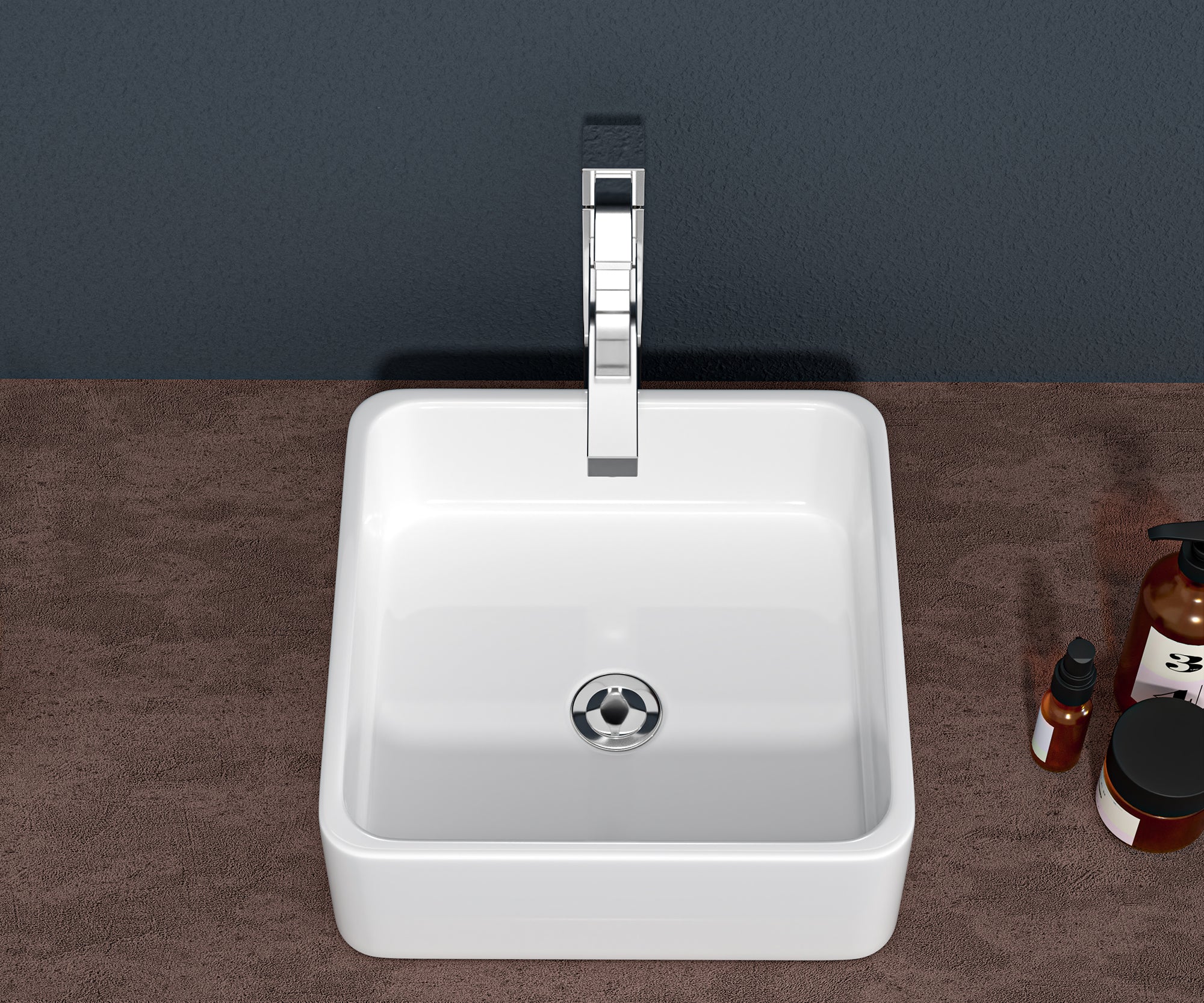 Square Ceramic Vessel Bathroom Sink