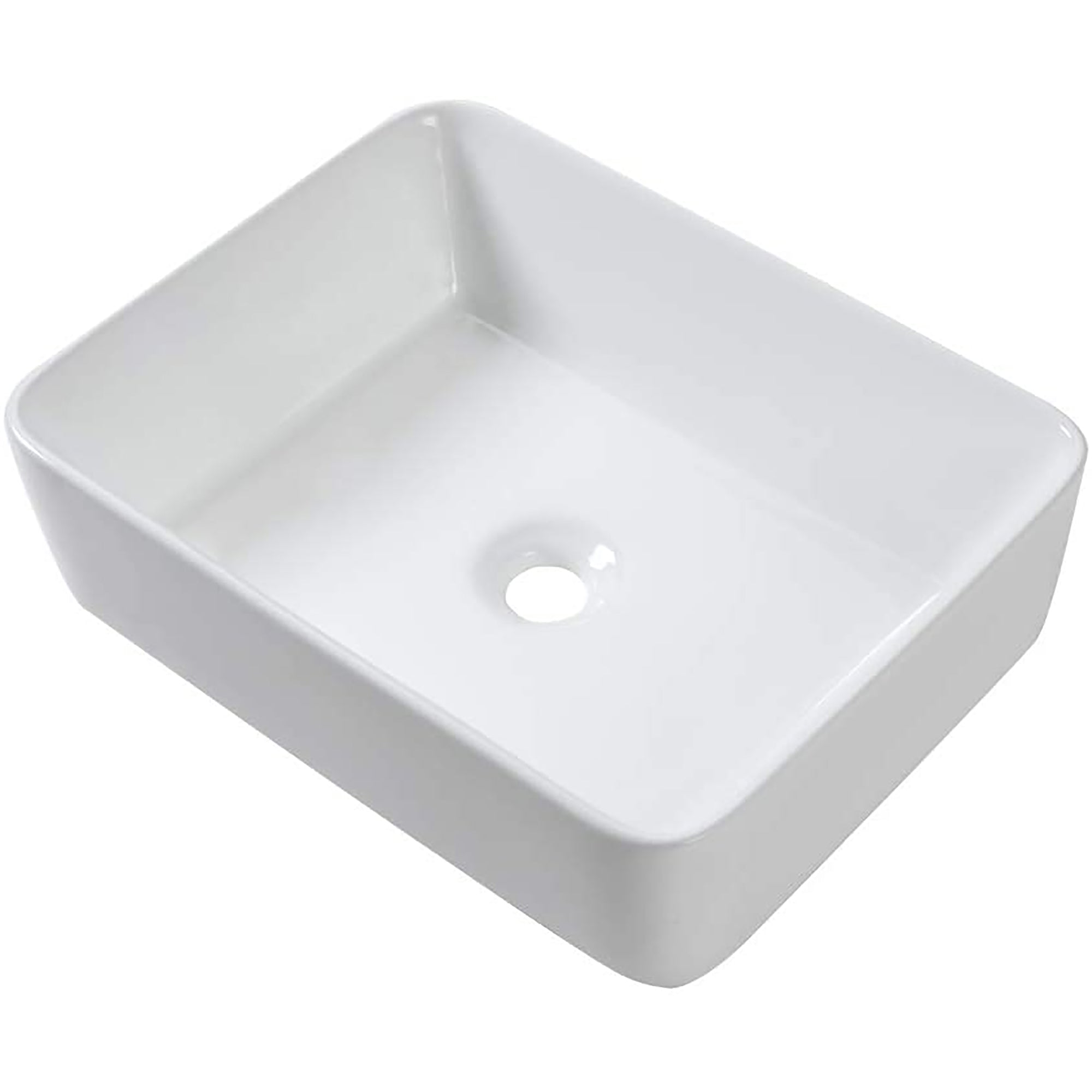 Rectangular Ceramic Vessel Bathroom Sink with Faucet and Water Hoses