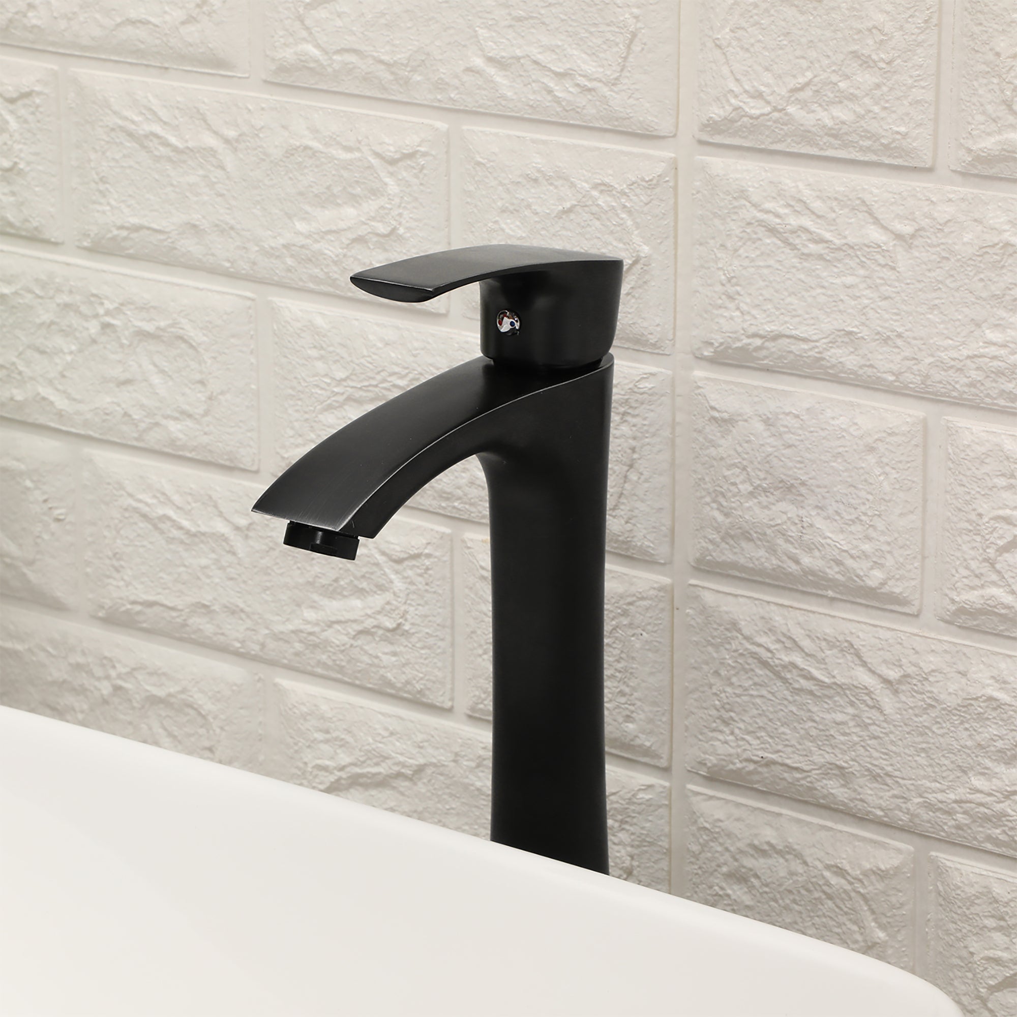 Rectangular Ceramic Vessel Bathroom Sink with Faucet and Water Hoses