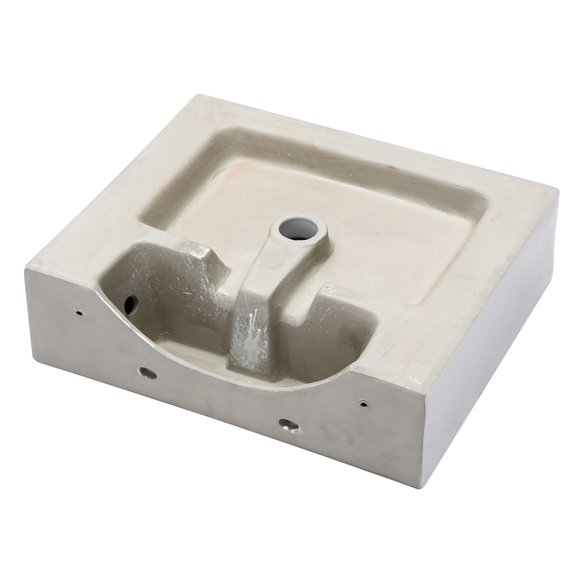 Rectangle Ceramic Wall Mount Bathroom Sink with Faucet Hole