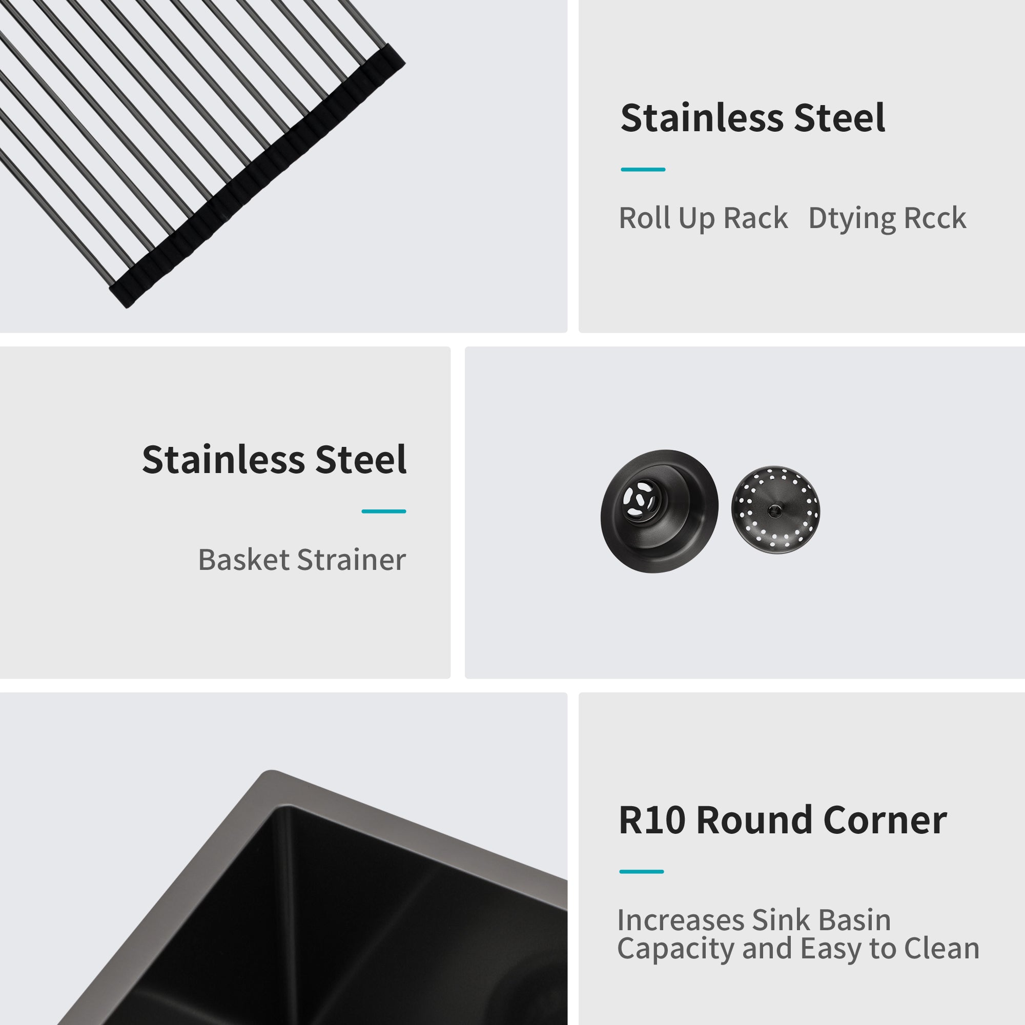 Stainless Steel Single Bowl Farmhouse Kitchen Sink with Bottom Grid