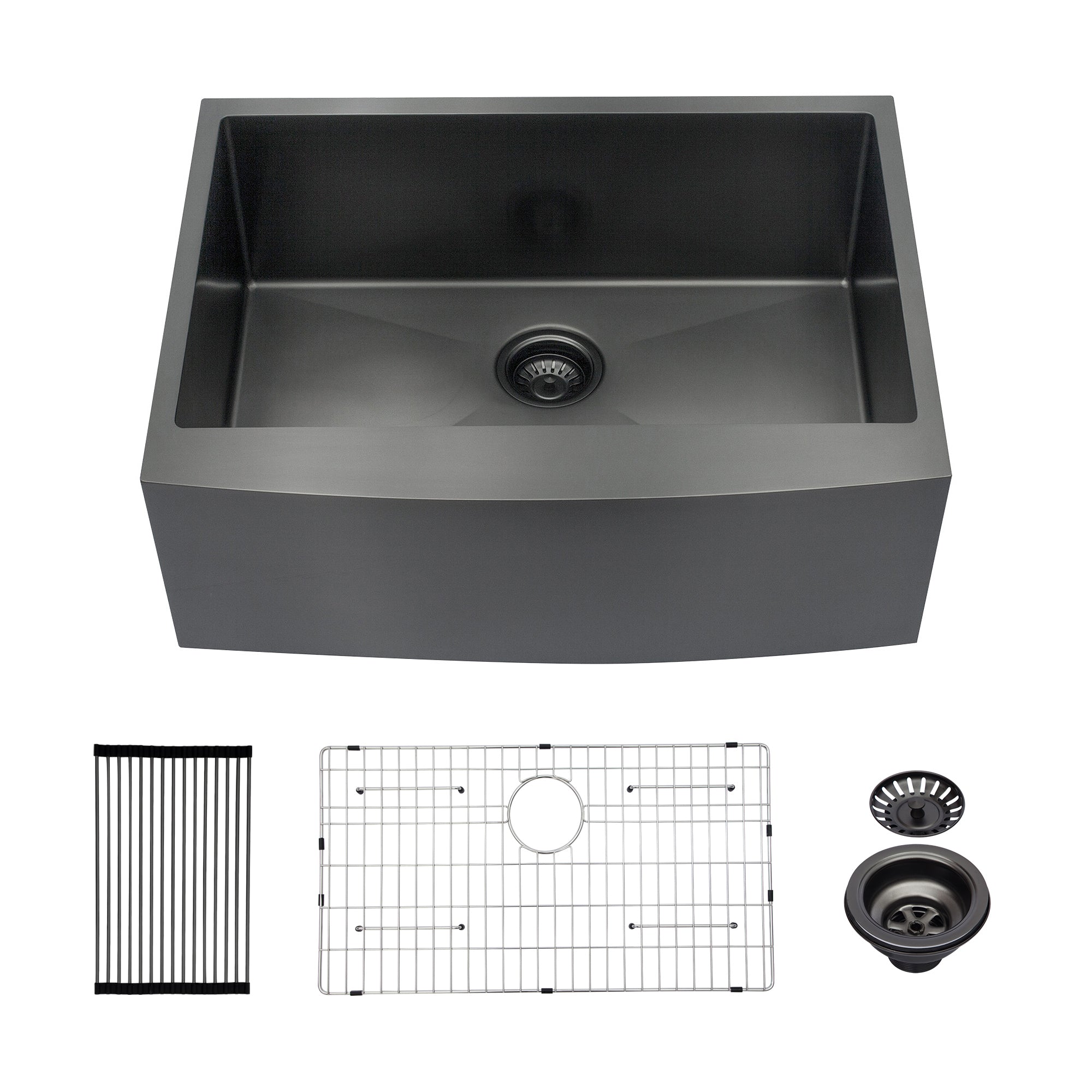 Stainless Steel Single Bowl Farmhouse Kitchen Sink with Bottom Grid