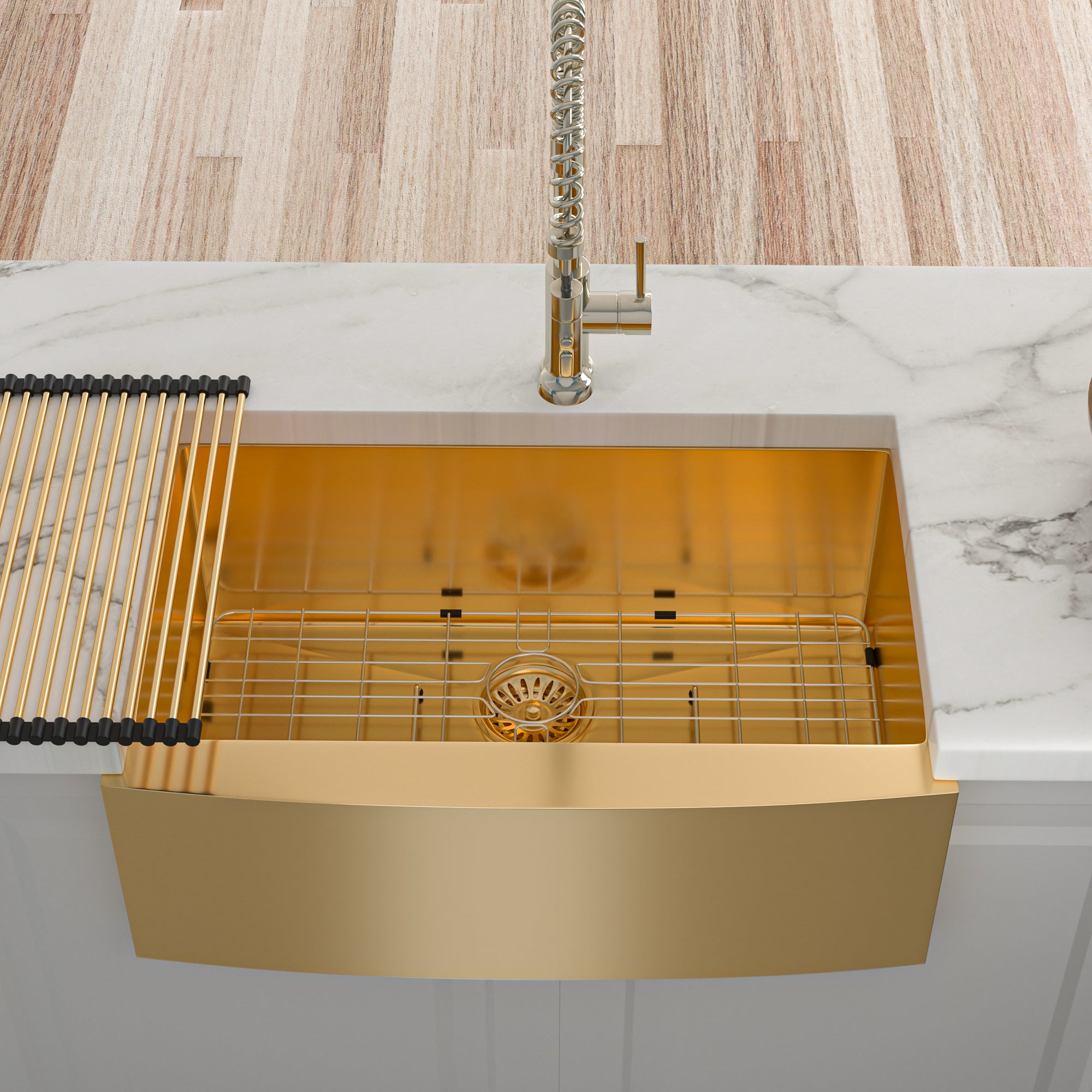 Stainless Steel Single Bowl Farmhouse Kitchen Sink with Bottom Grid