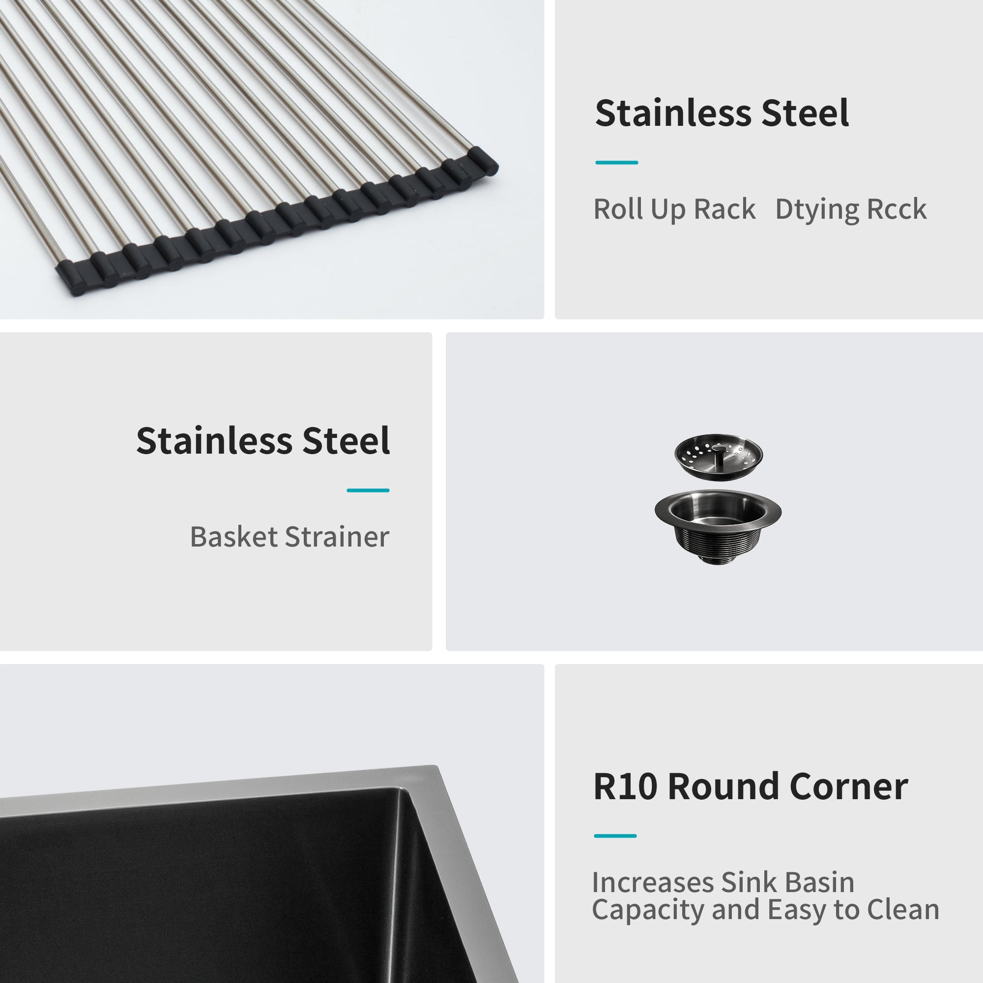 Stainless Steel Single Bowl Farmhouse Kitchen Sink with Bottom Grid