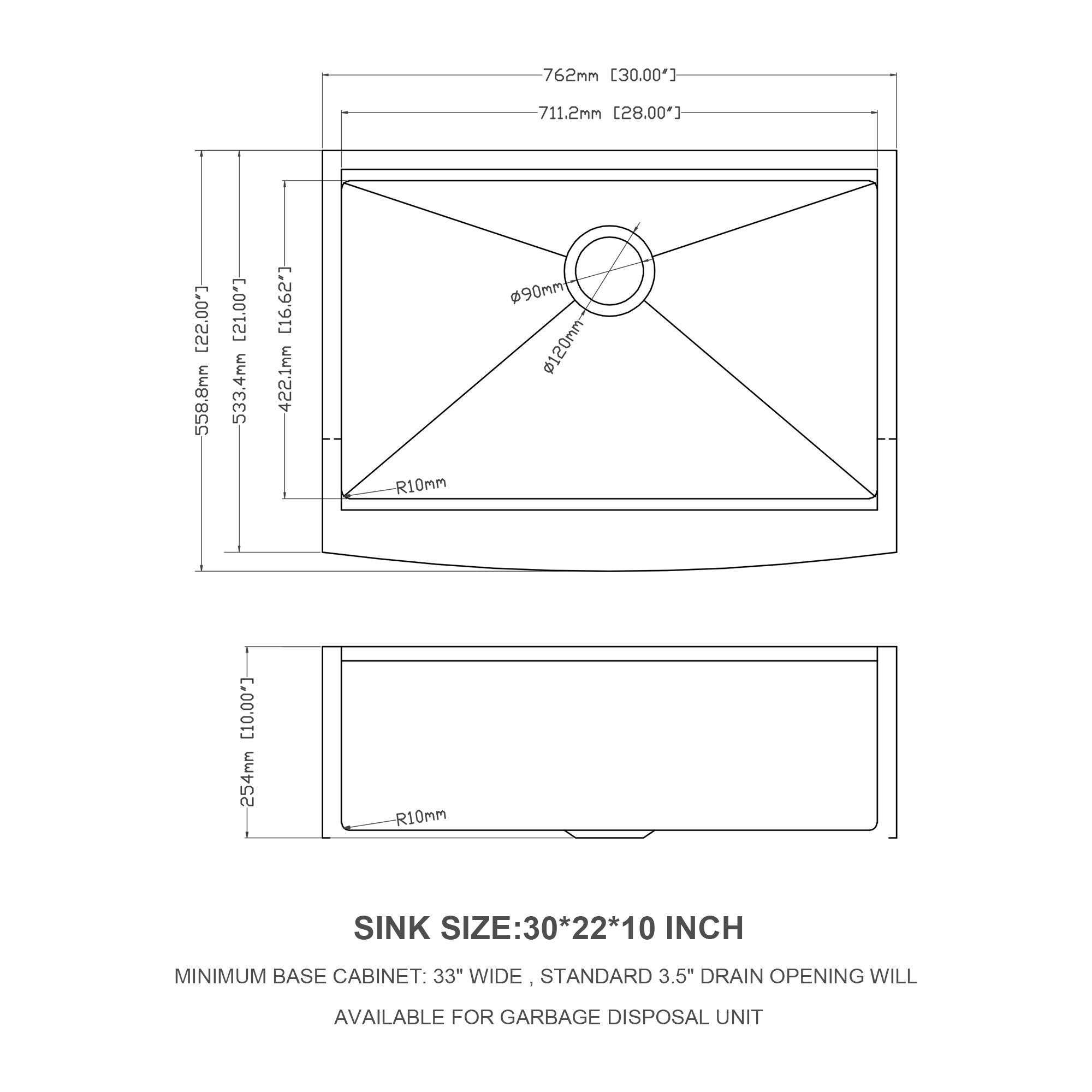 Stainless Steel Single Bowl Farmhouse Kitchen Sink with Workstation