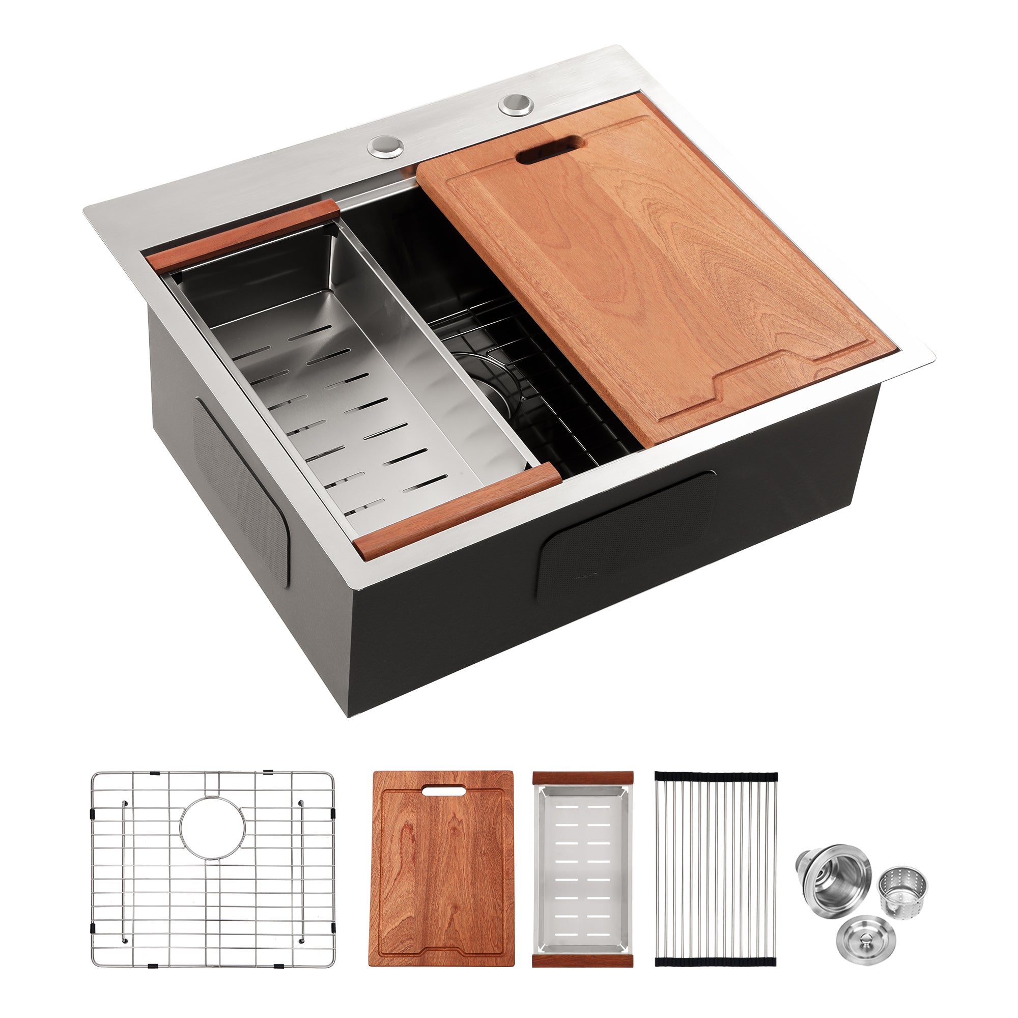 25/28/30 Inch Drop Kitchen Sink Stainless Steel 16 Gauge Workstation Sink Drop-in Topmount Single Bowl Kitchen Sink