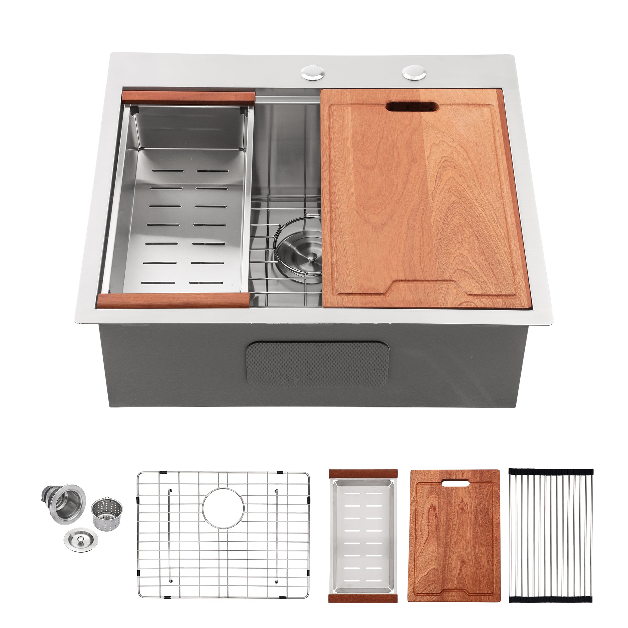 25/28/30 Inch Drop Kitchen Sink Stainless Steel 16 Gauge Workstation Sink Drop-in Topmount Single Bowl Kitchen Sink