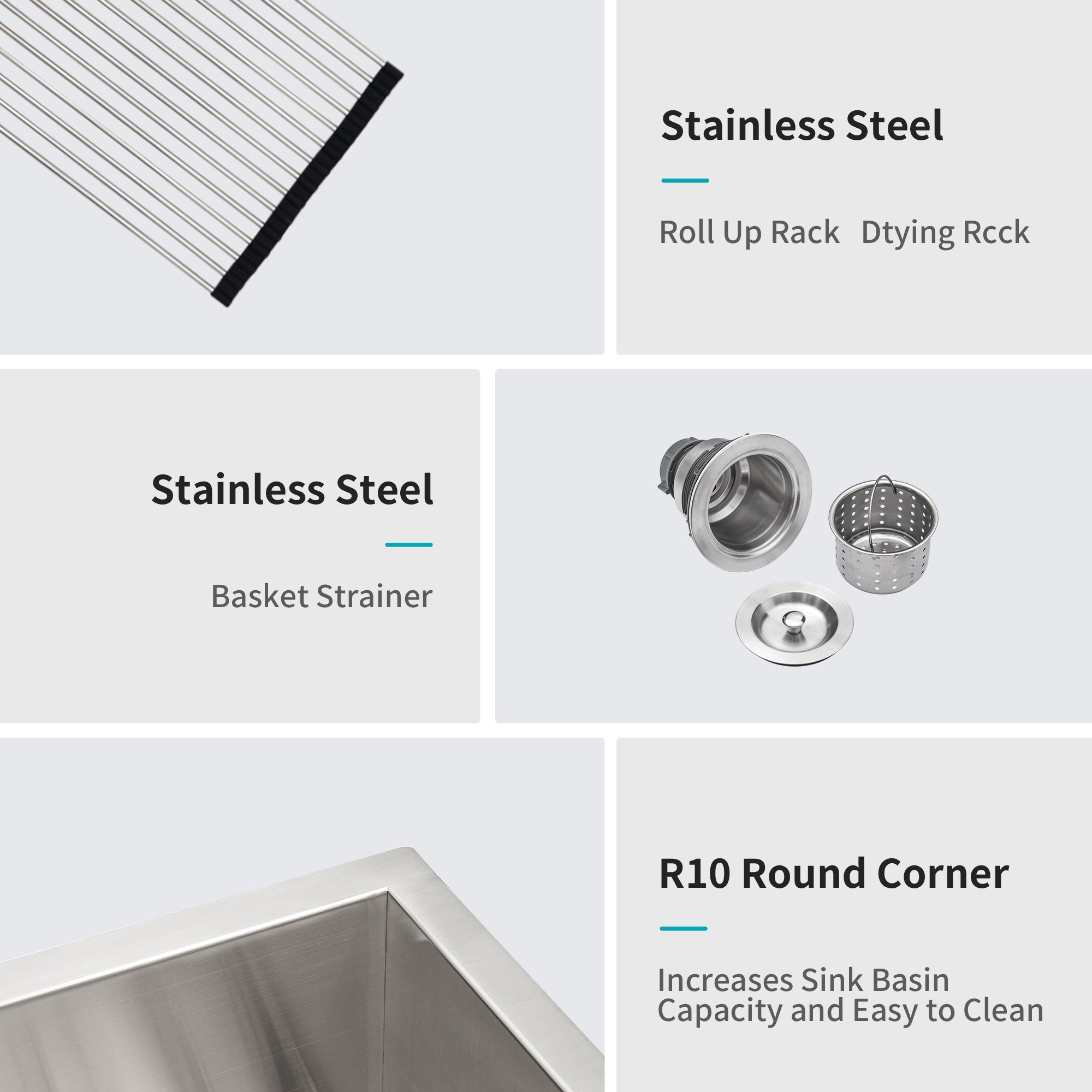 25/28/30 Inch Drop Kitchen Sink Stainless Steel 16 Gauge Workstation Sink Drop-in Topmount Single Bowl Kitchen Sink