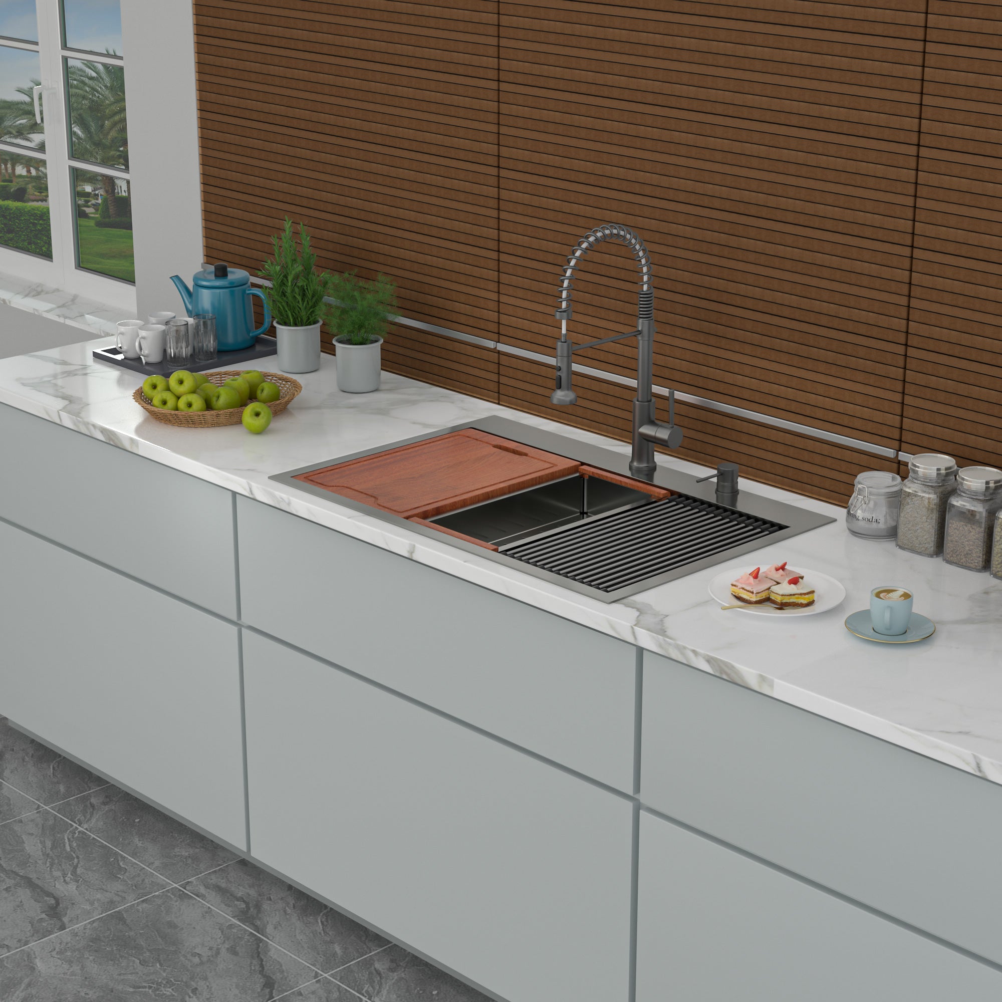 25/28/30 Inch Drop Kitchen Sink Stainless Steel 16 Gauge Workstation Sink Drop-in Topmount Single Bowl Kitchen Sink