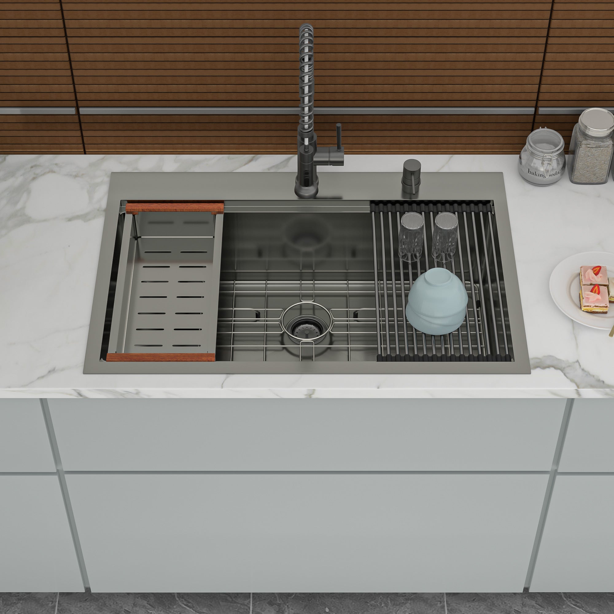 25/28/30 Inch Drop Kitchen Sink Stainless Steel 16 Gauge Workstation Sink Drop-in Topmount Single Bowl Kitchen Sink