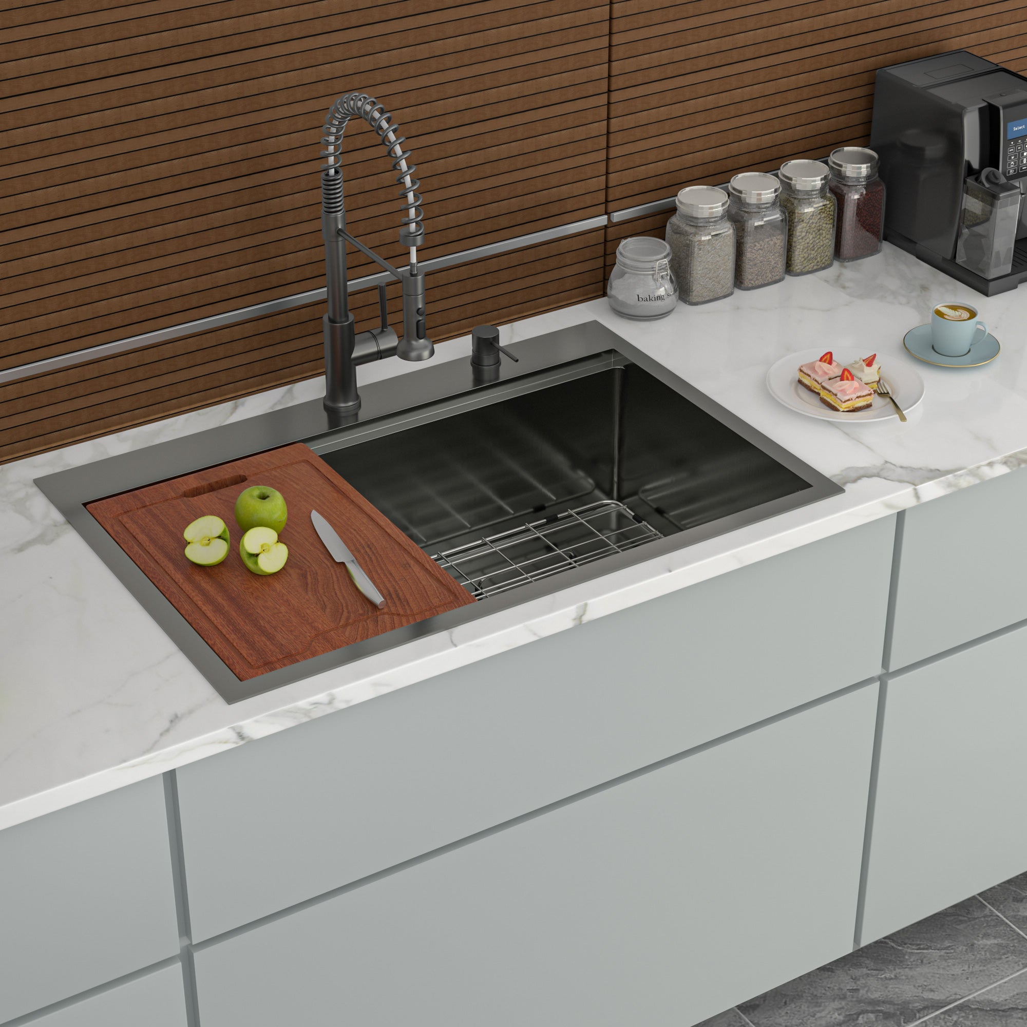 25/28/30 Inch Drop Kitchen Sink Stainless Steel 16 Gauge Workstation Sink Drop-in Topmount Single Bowl Kitchen Sink