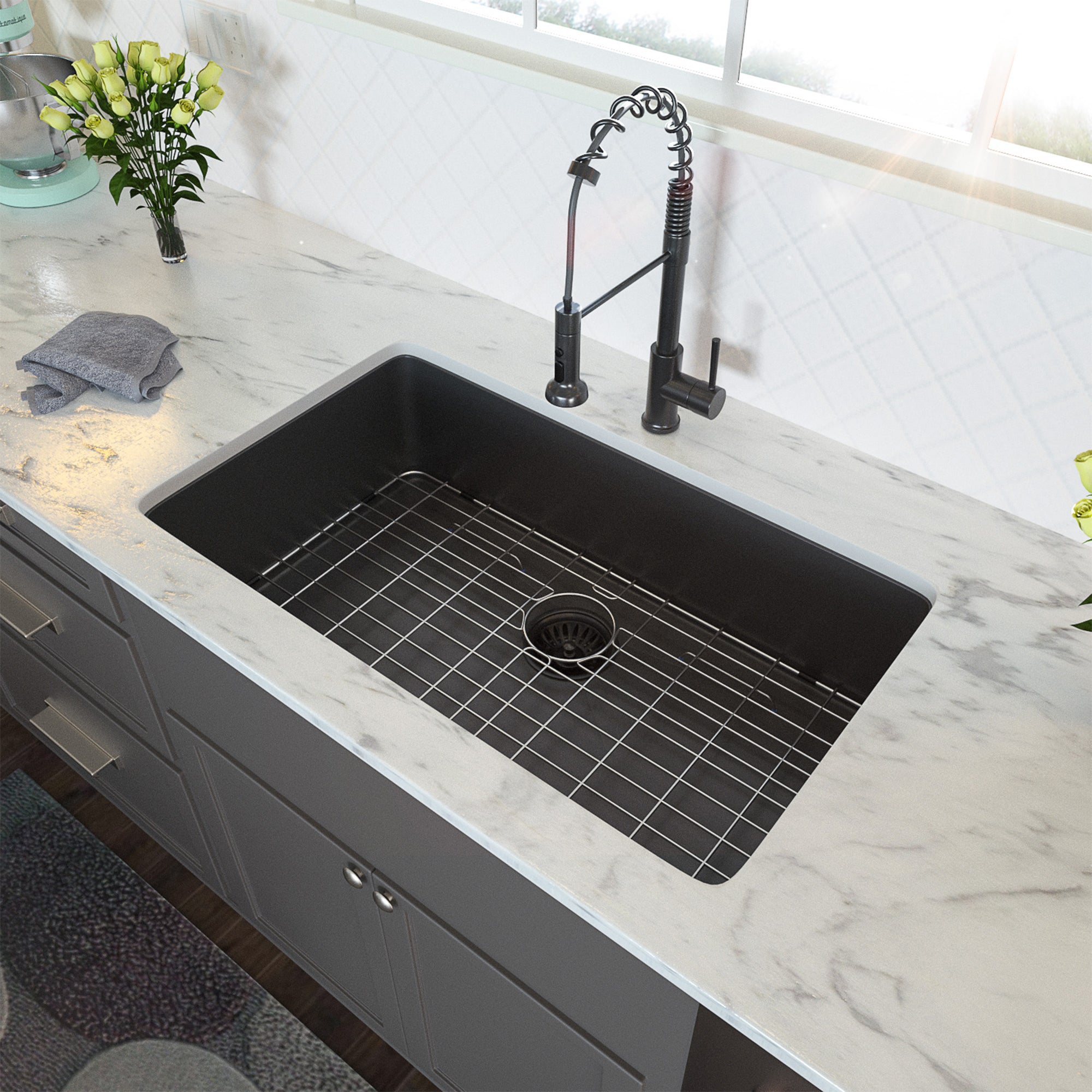 28 Inch Undermount Sink - 28”x18”x10” Gunmetal Black Undermount Kitchen Sink 16 Gauge 10 Inch Deep Single Bowl Kitchen Sink Basin