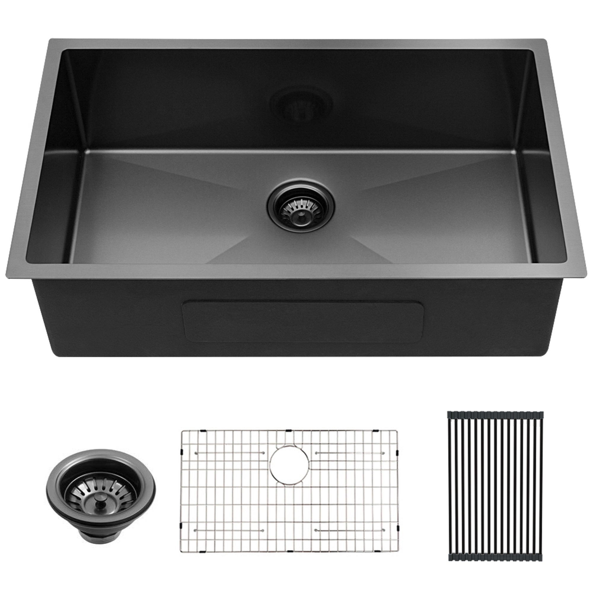 28 Inch Undermount Sink - 28”x18”x10” Gunmetal Black Undermount Kitchen Sink 16 Gauge 10 Inch Deep Single Bowl Kitchen Sink Basin