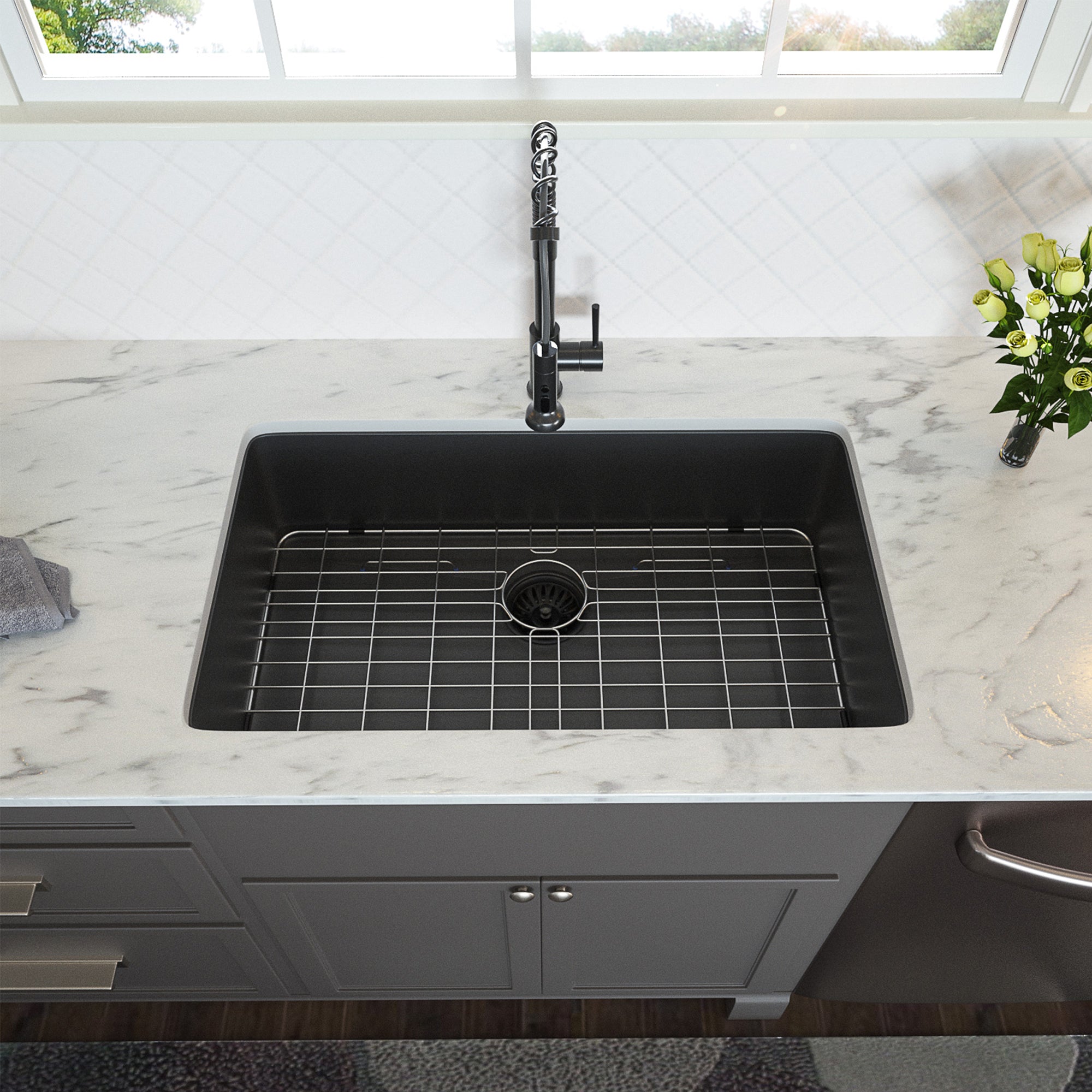 28 Inch Undermount Sink - 28”x18”x10” Gunmetal Black Undermount Kitchen Sink 16 Gauge 10 Inch Deep Single Bowl Kitchen Sink Basin