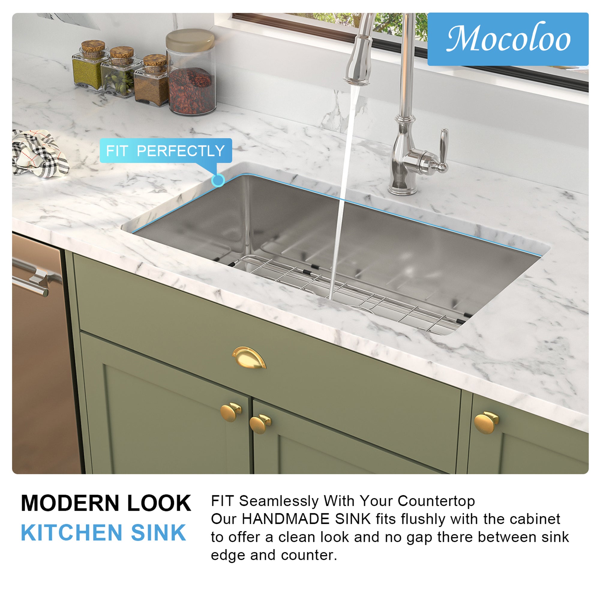 Under-mount Kitchen Sink - 32"x19" Stainless Steel 16 Gauge Deep Single Bowl Sinks