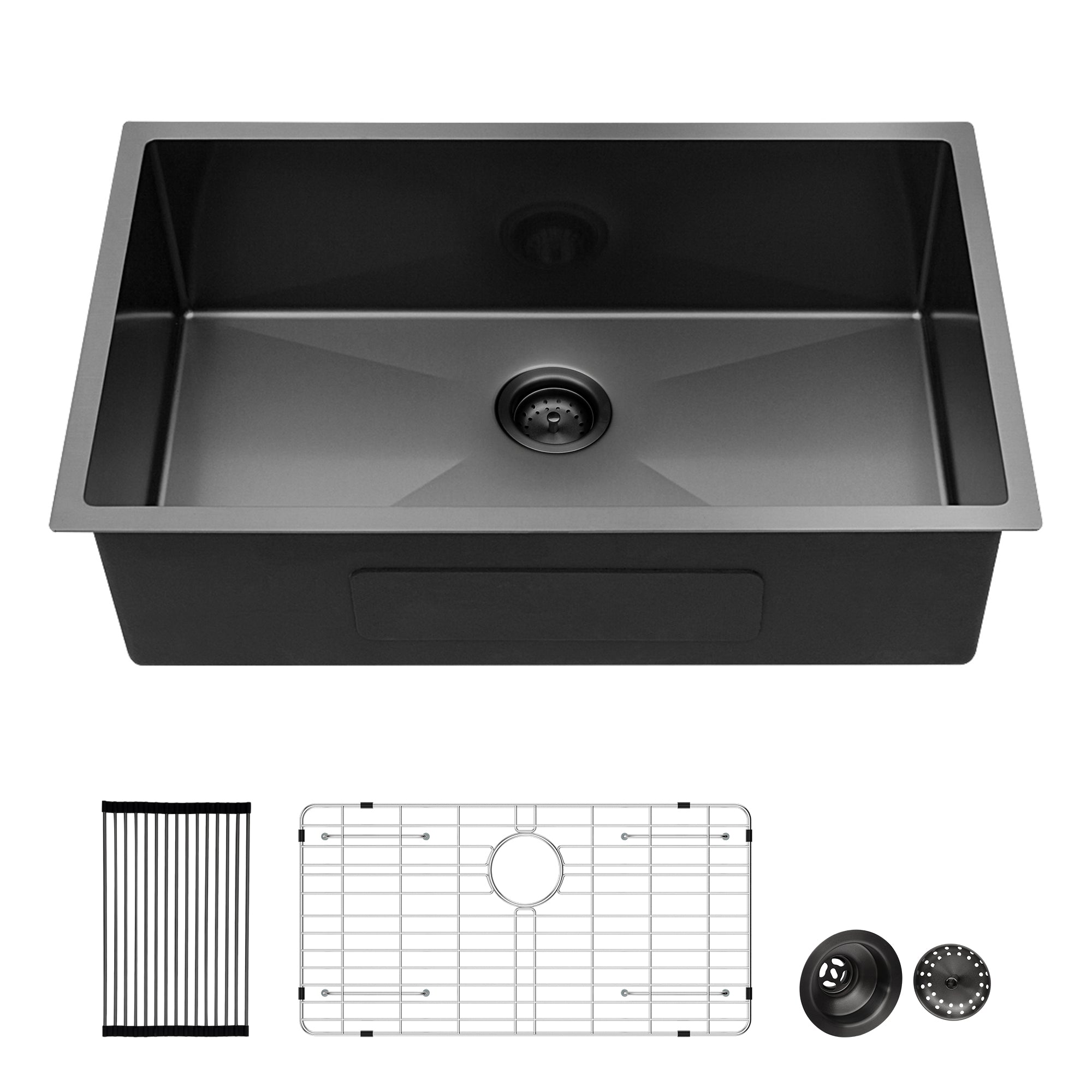 30 In. Undermount Single Bowl 16 Gauge Brushed Nickel Bowl Stainless Steel Kitchen Sink Basin