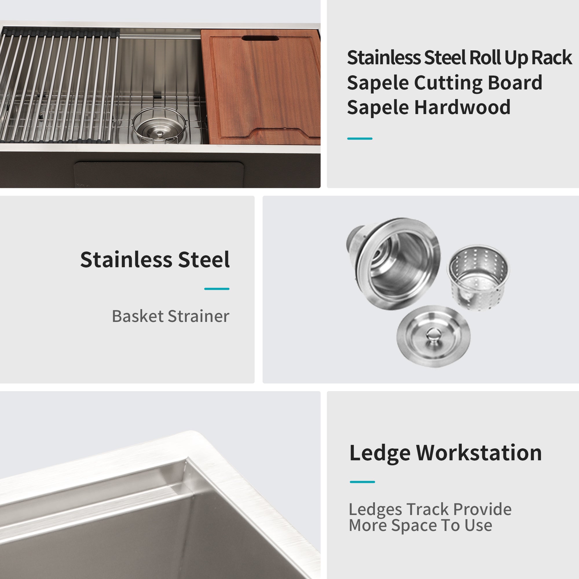 28 In. Undermount Single Bowl 16 Gauge Brushed Nickel Bowl Stainless Steel Kitchen Sink Basin