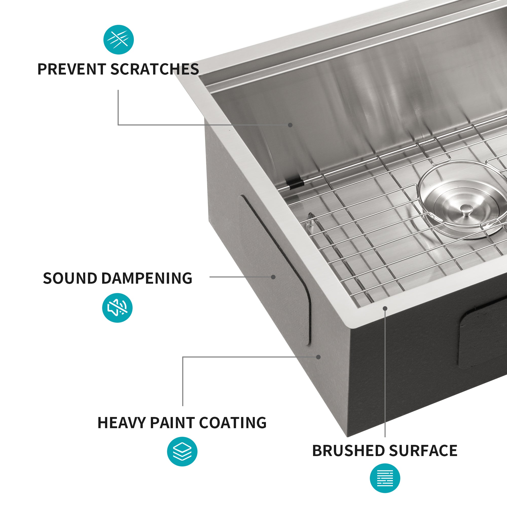 28 In. Undermount Single Bowl 16 Gauge Brushed Nickel Bowl Stainless Steel Kitchen Sink Basin