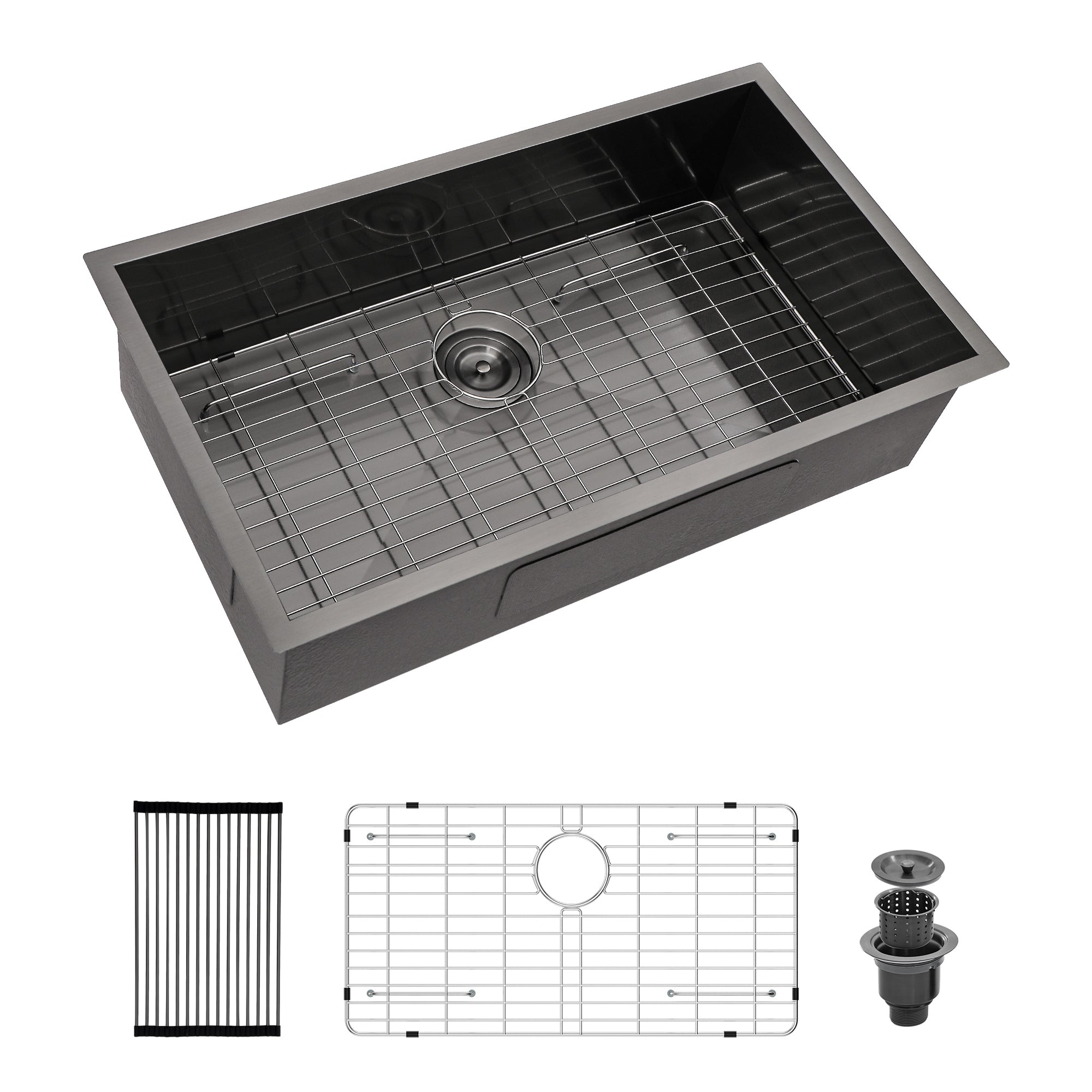 32 In. Undermount Single Bowl 18 Gauge Brushed Nickel Bowl Stainless Steel Kitchen Sink Basin