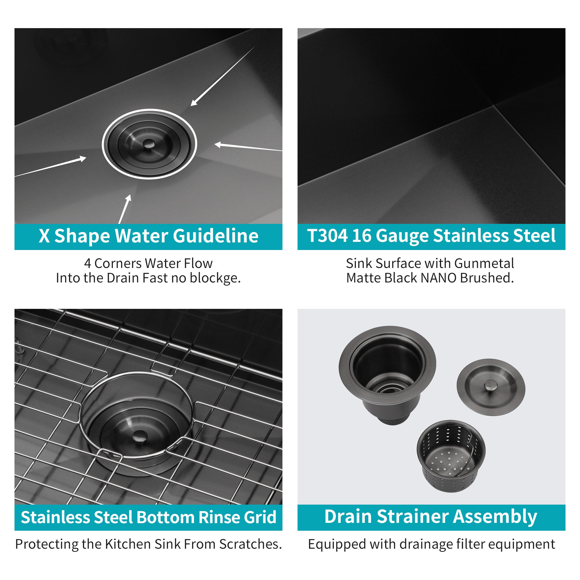 32 In. Undermount Single Bowl 18 Gauge Brushed Nickel Bowl Stainless Steel Kitchen Sink Basin