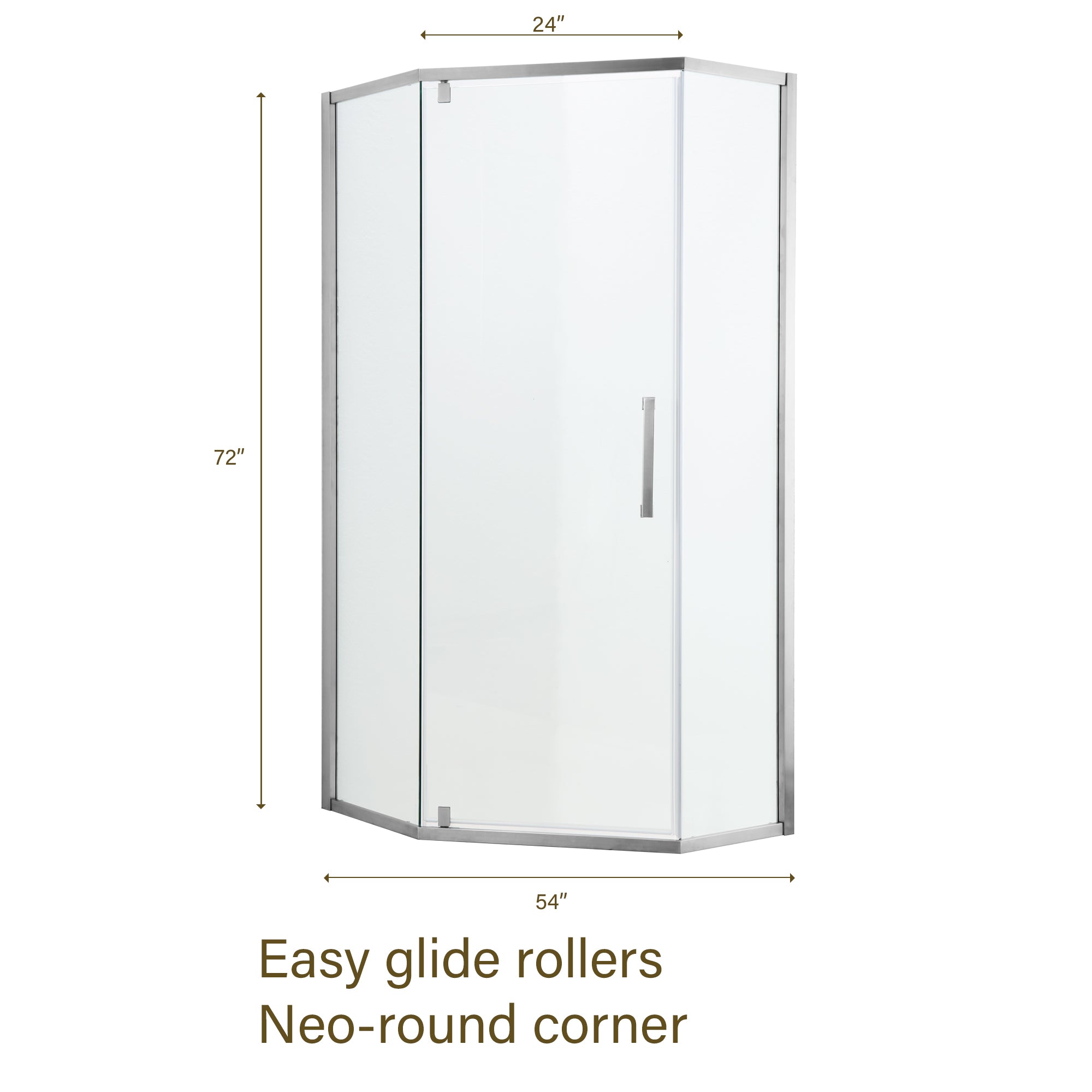 48 in. W x 76 in. H Semi-Frameless Shower Doors Double Sliding