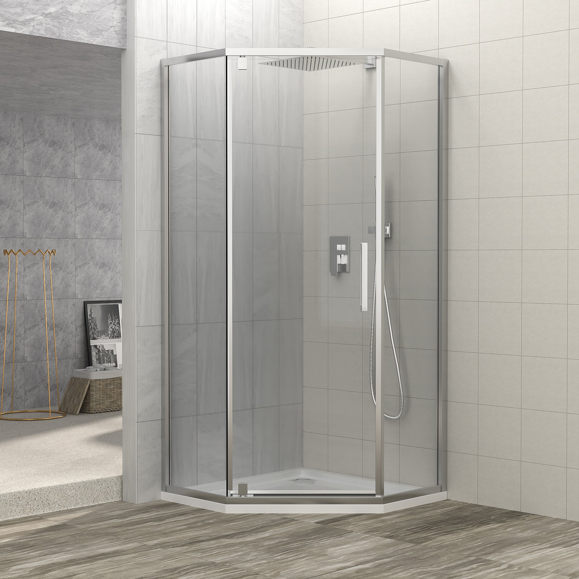 48 in. W x 76 in. H Semi-Frameless Shower Doors Double Sliding