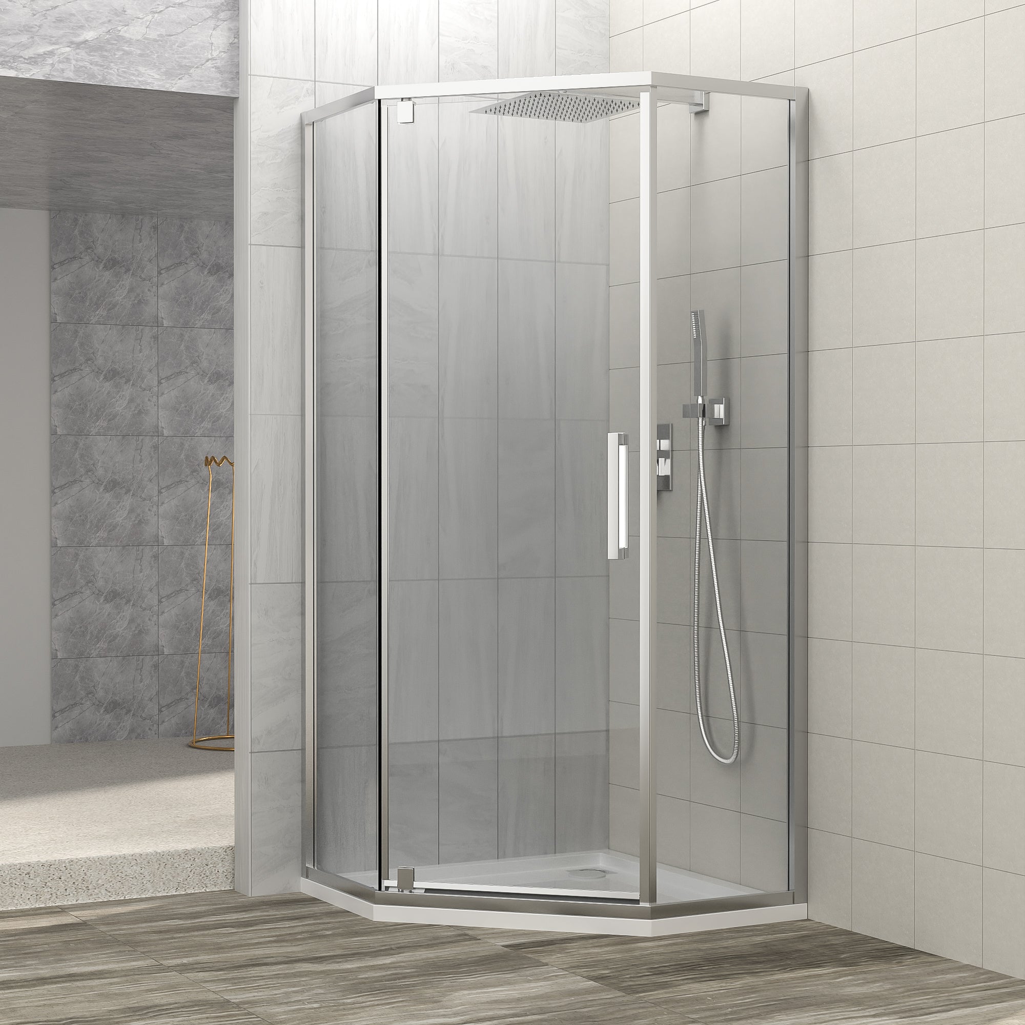 48 in. W x 76 in. H Semi-Frameless Shower Doors Double Sliding
