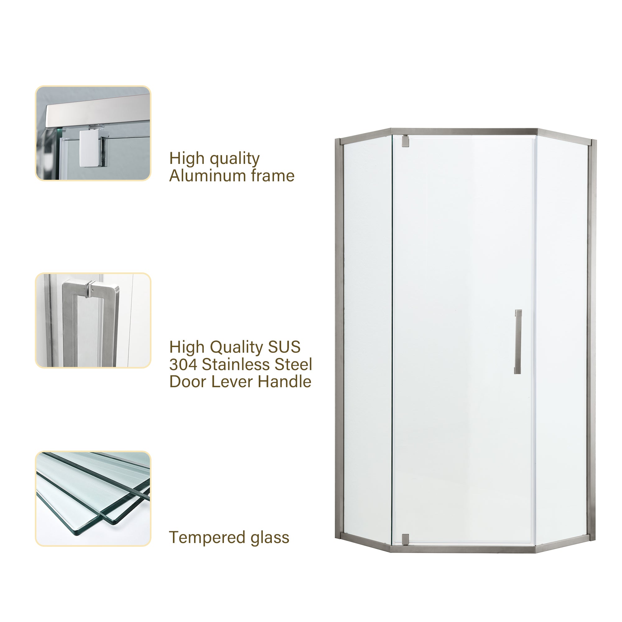 48 in. W x 76 in. H Semi-Frameless Shower Doors Double Sliding