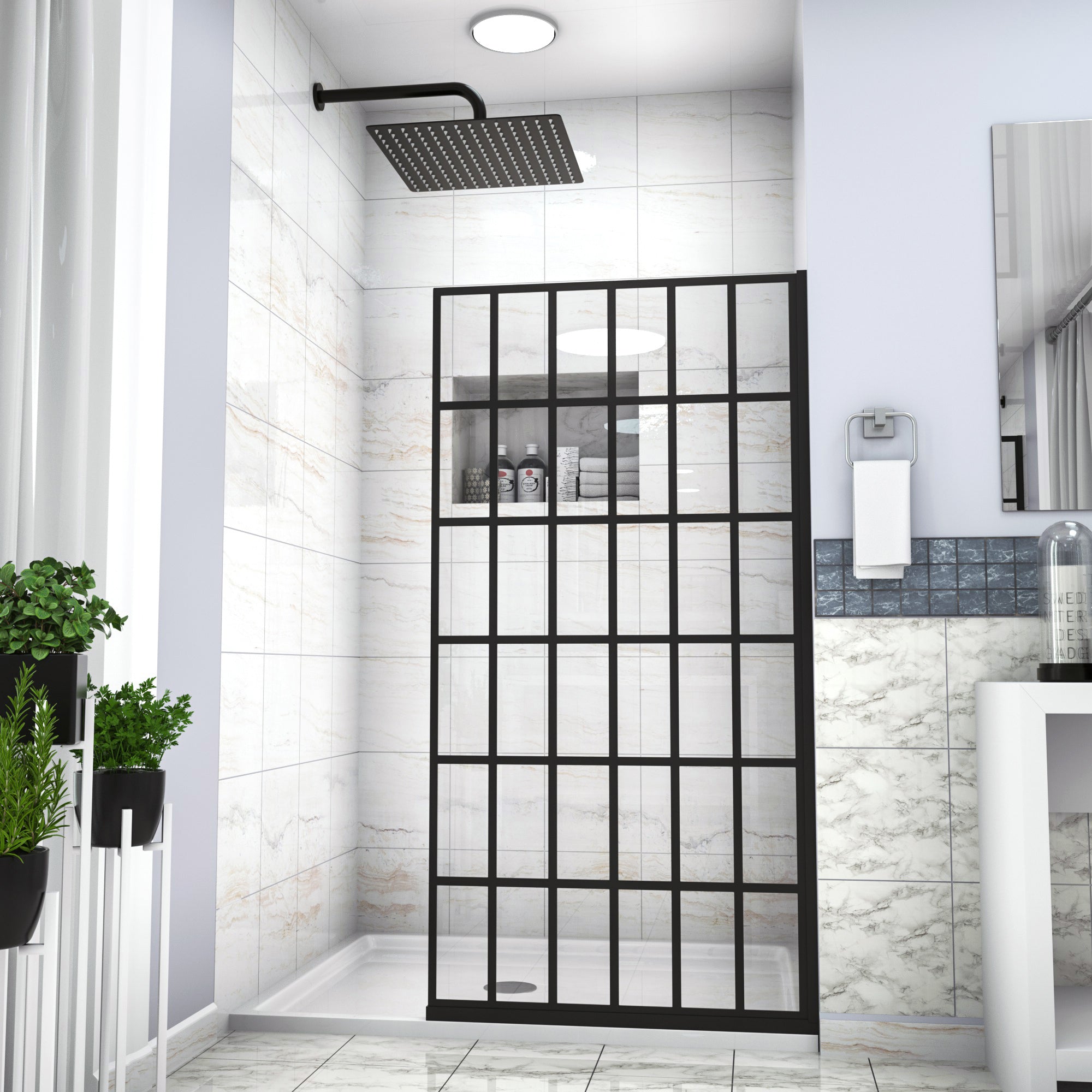 48 in. W x 76 in. H Semi-Frameless Shower Doors Double Sliding