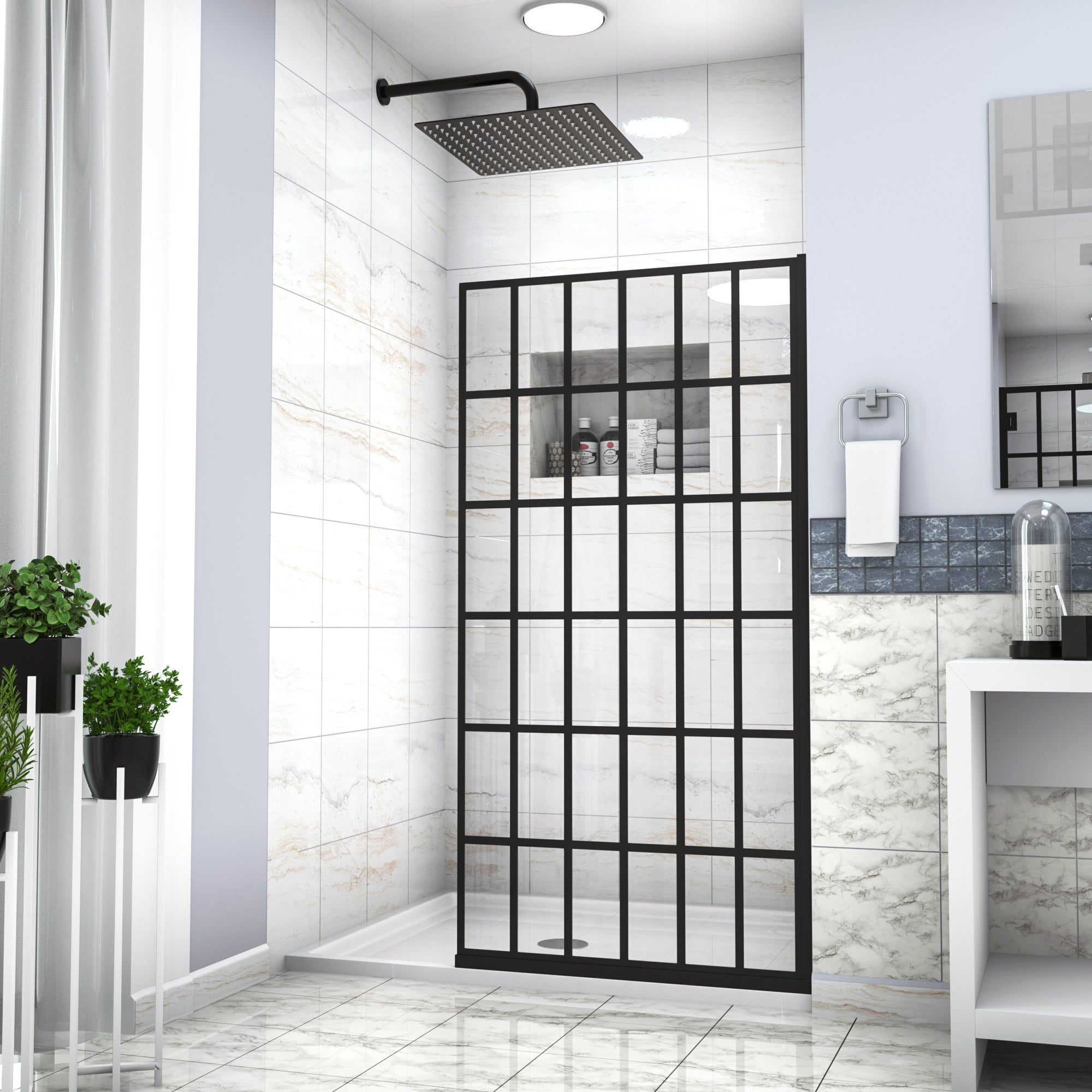 48 in. W x 76 in. H Semi-Frameless Shower Doors Double Sliding