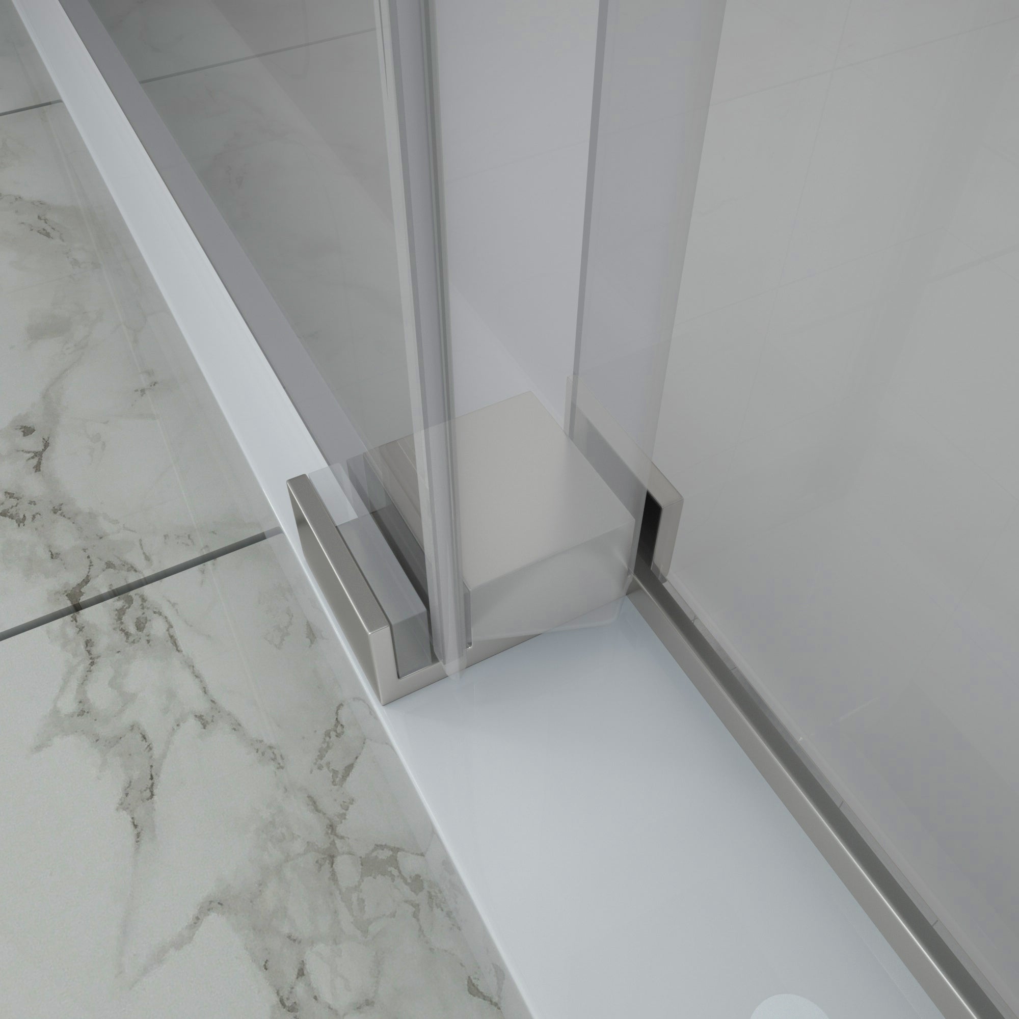 48 in. W x 72 in. H Semi-Frameless Shower Door Single Sliding
