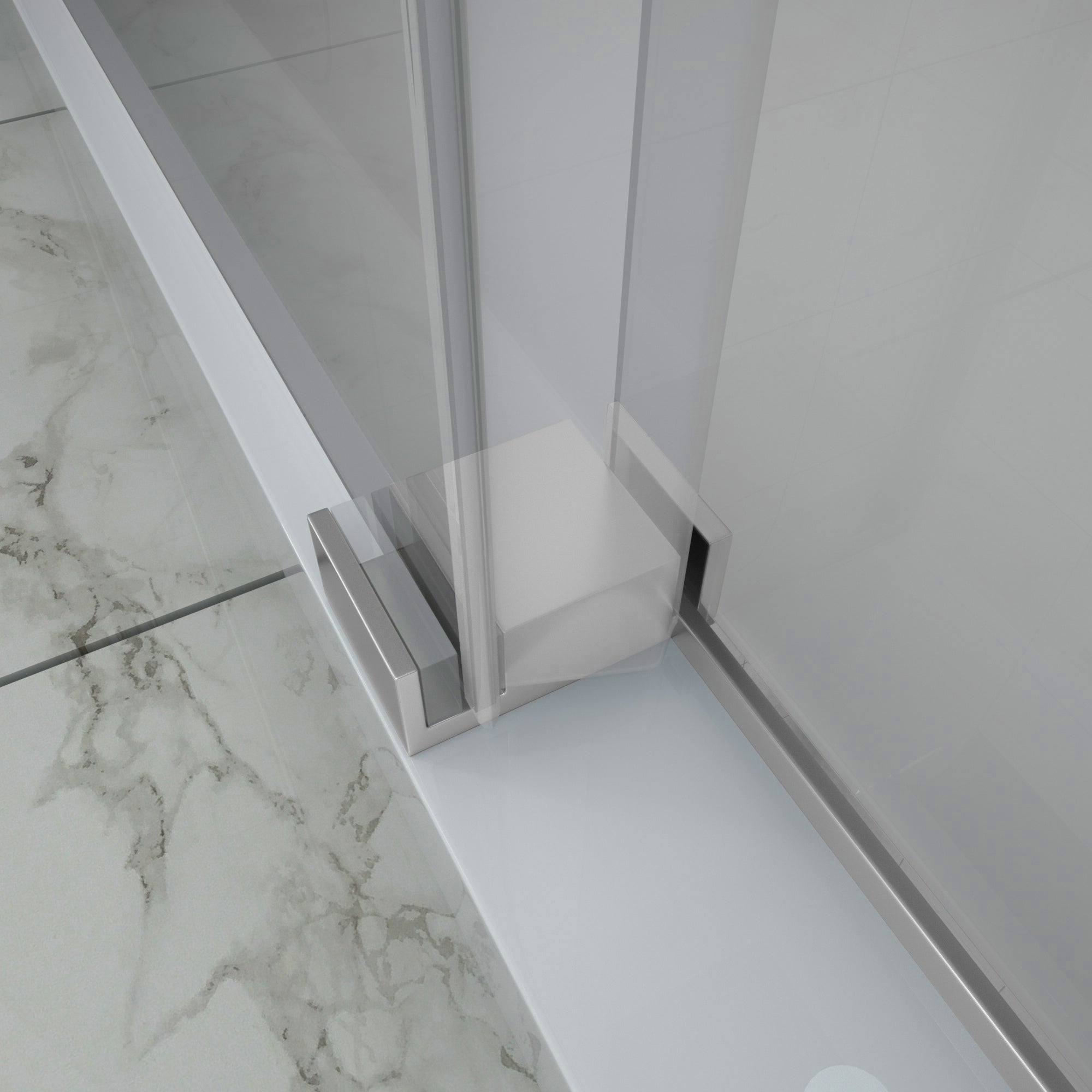 48 in. W x 72 in. H Semi-Frameless Shower Door Single Sliding
