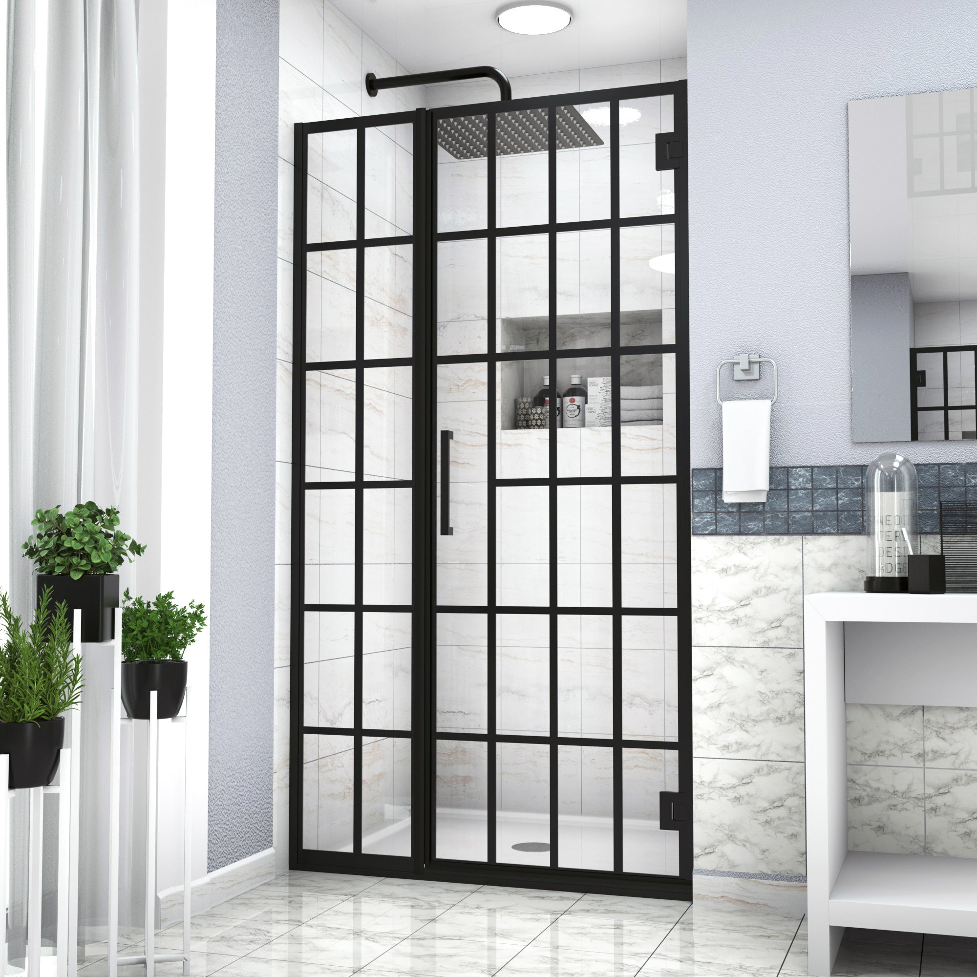 48 in. W x 72 in. H Semi-Frameless Shower Door Single Sliding