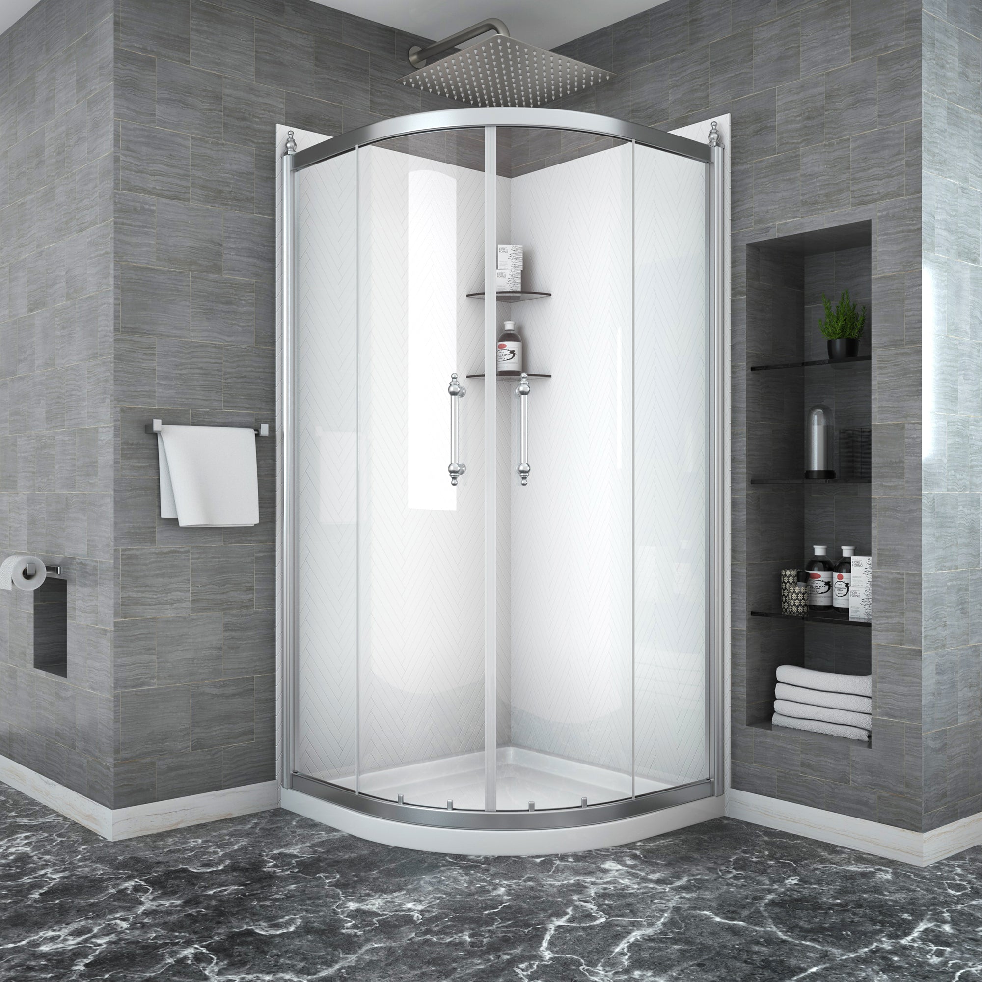 48 in. W x 72 in. H Semi-Frameless Shower Door Single Sliding