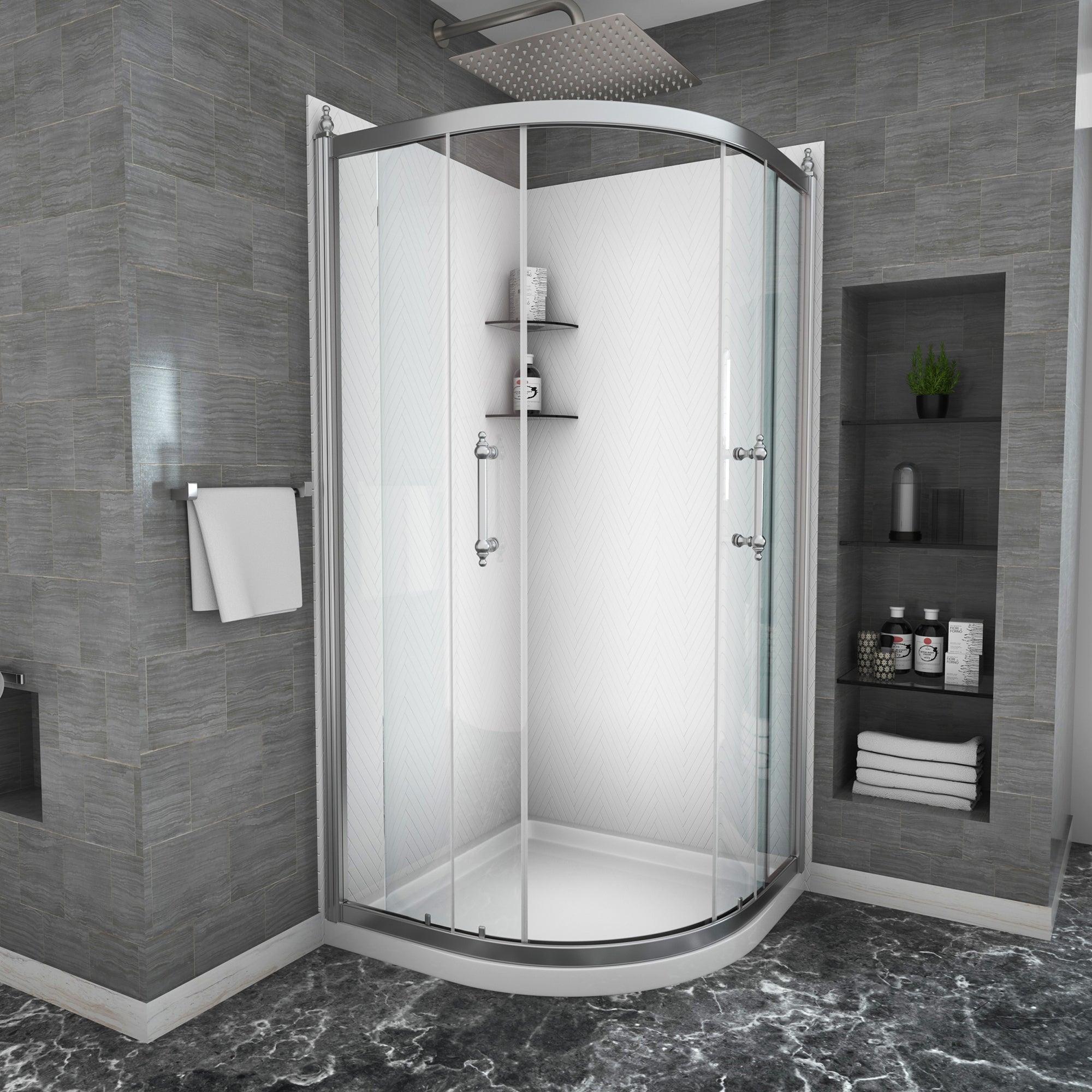 48 in. W x 72 in. H Semi-Frameless Shower Door Single Sliding