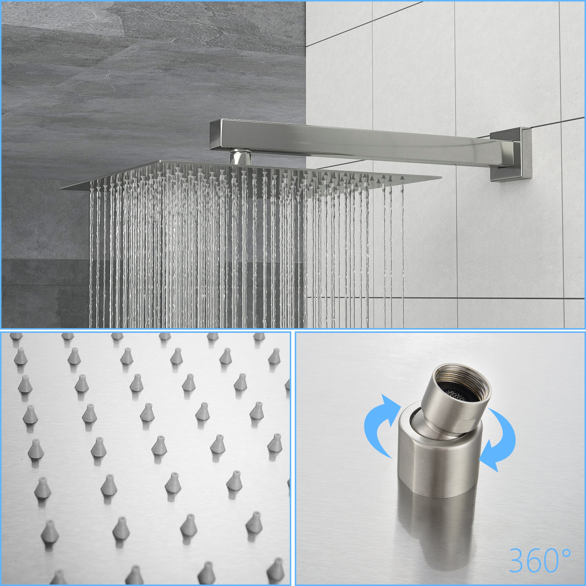 10 Inch Wall Mounted Square Shower System with Rough-in Valve