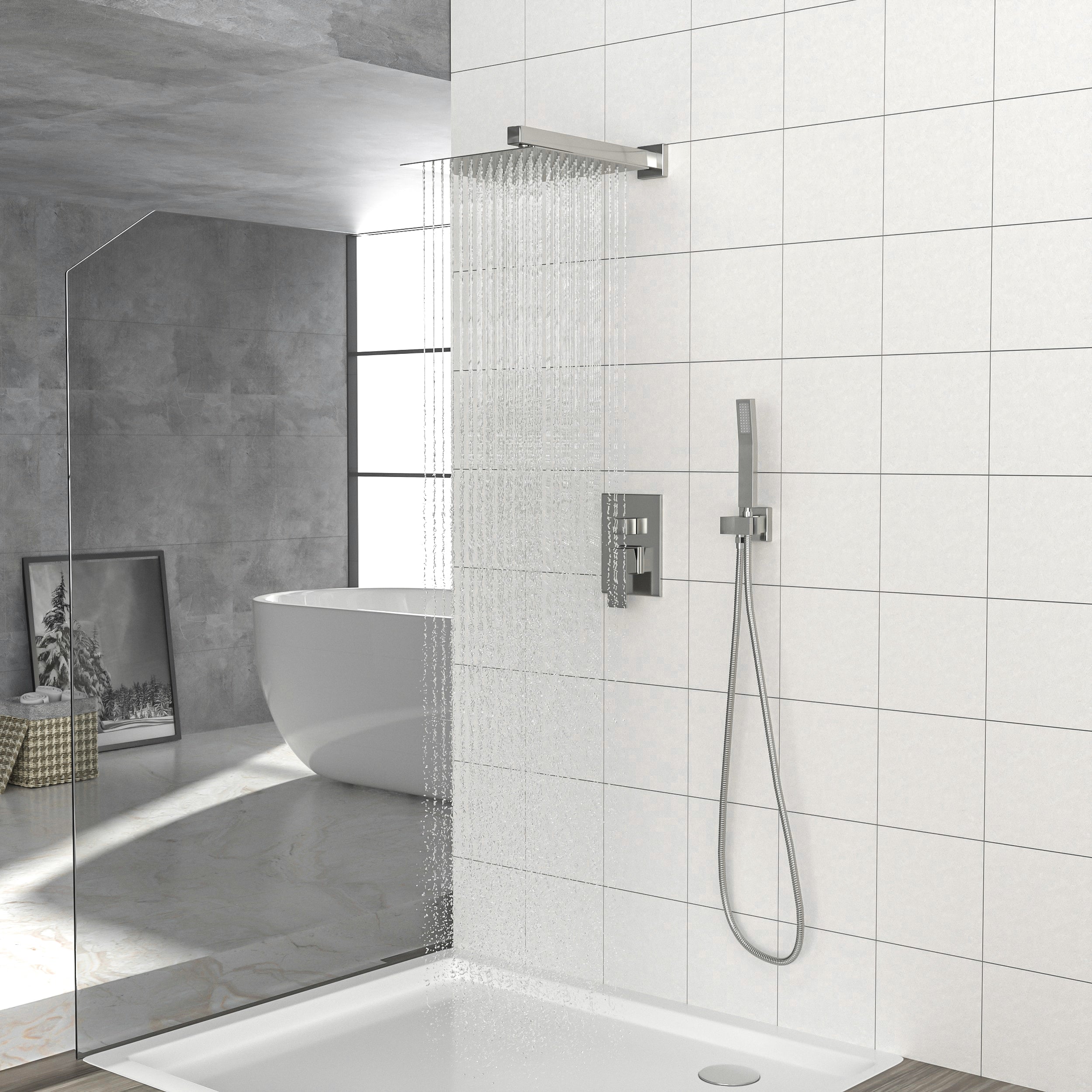 10 Inch Wall Mounted Square Shower System with Rough-in Valve