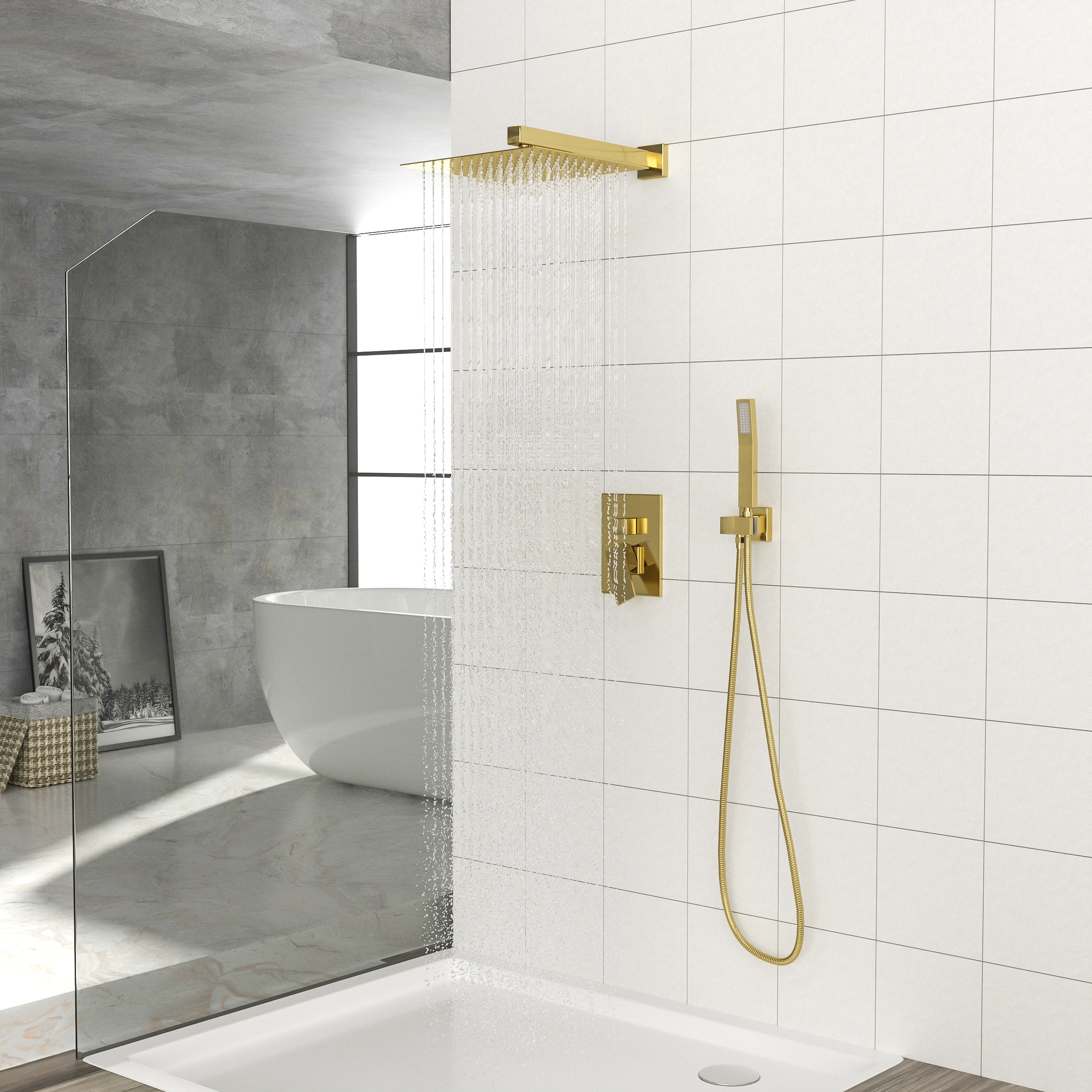 10 Inch Wall Mounted Square Shower System with Rough-in Valve