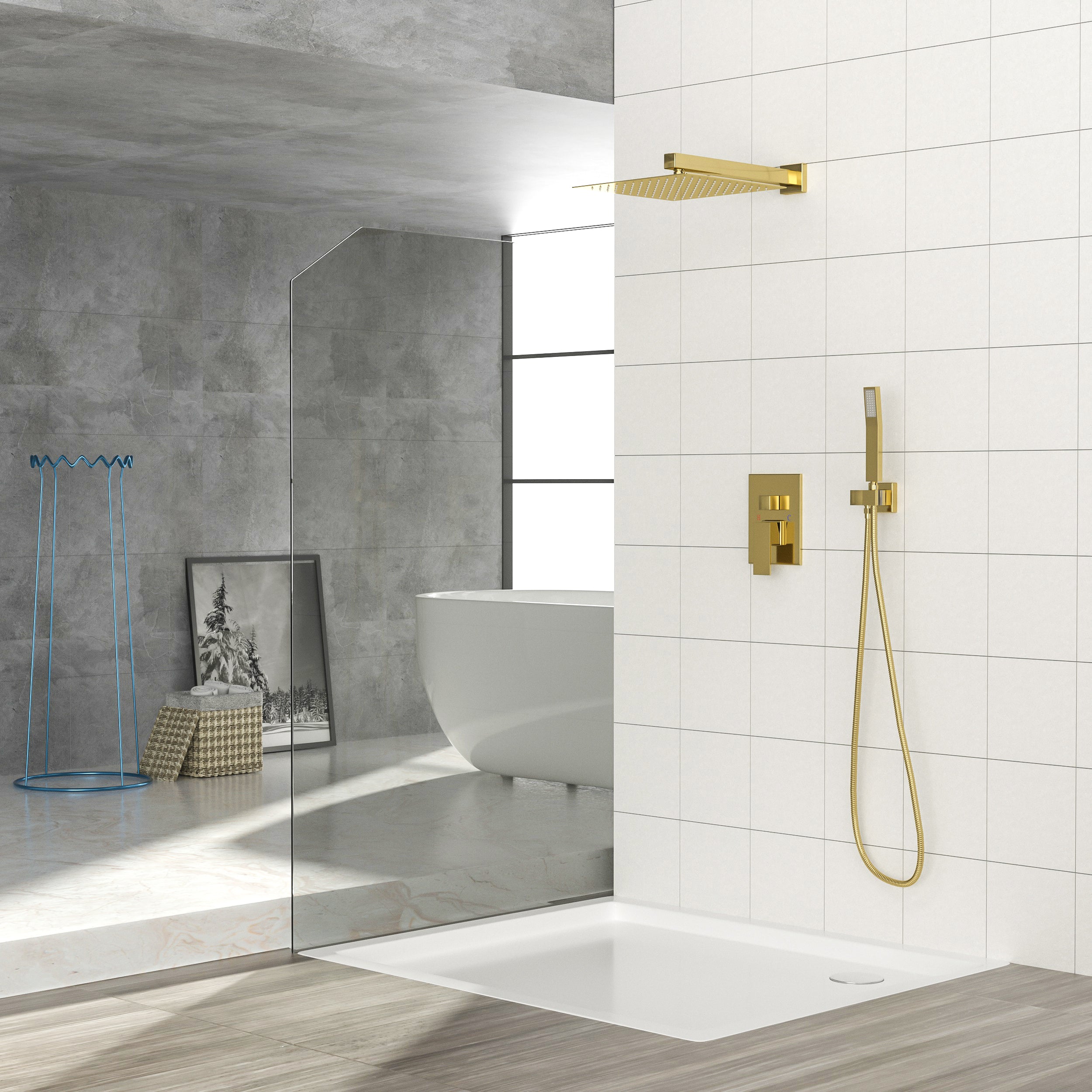 10 Inch Wall Mounted Square Shower System with Rough-in Valve