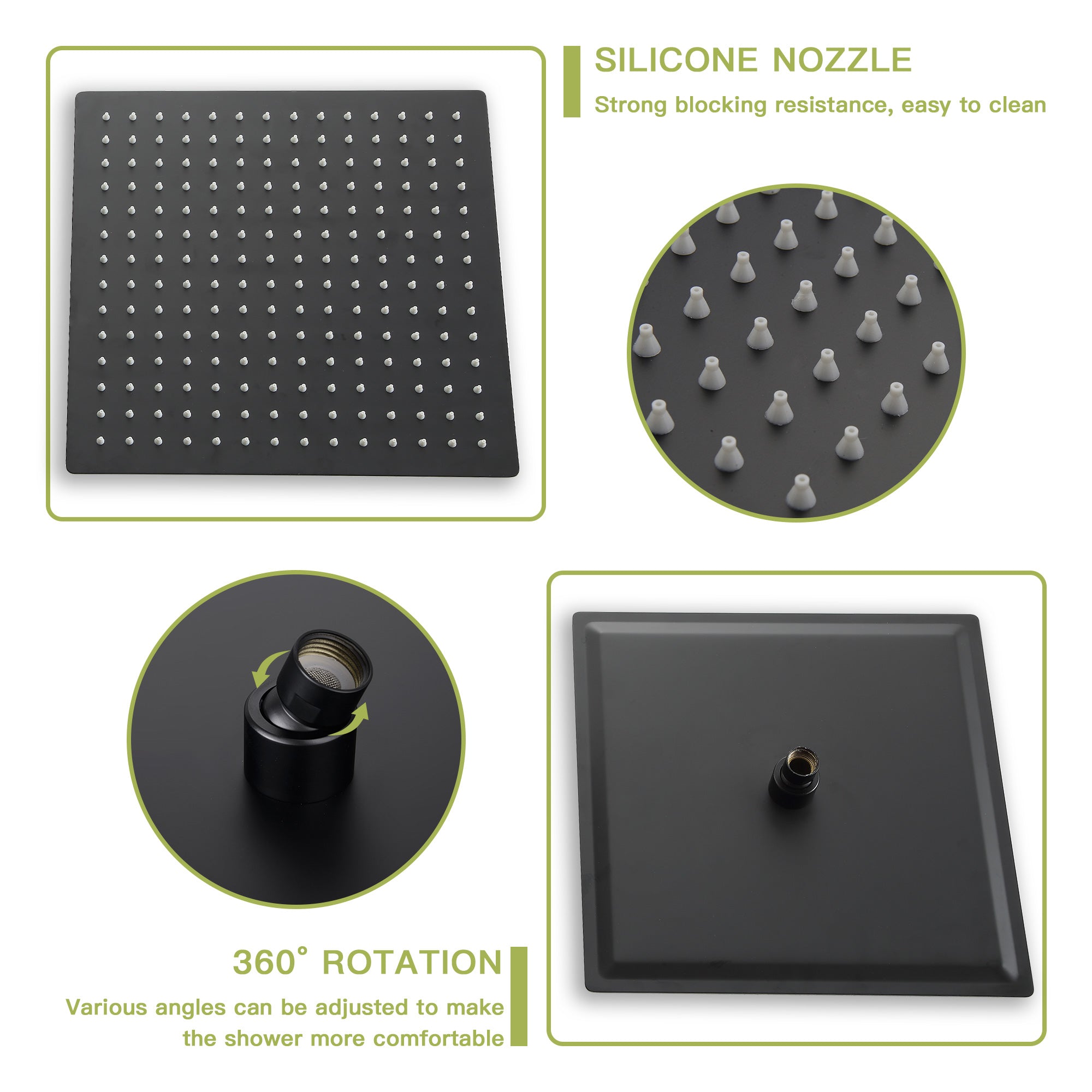 10 inch Wall-Mounted Square Completed Shower System with Rough-in Valve, Matte Black