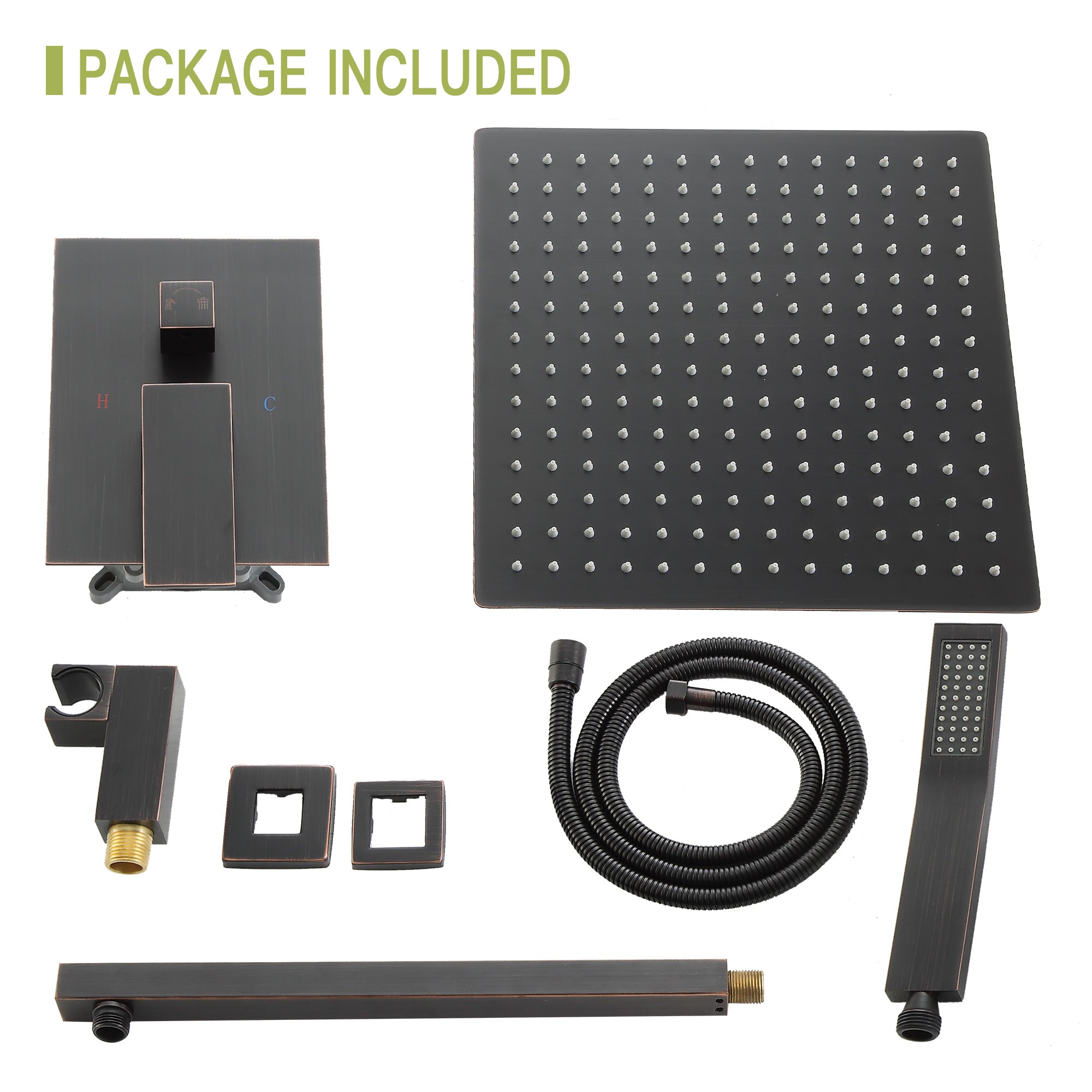 10 Inch Wall Mounted Square Shower System with Rough-in Valve