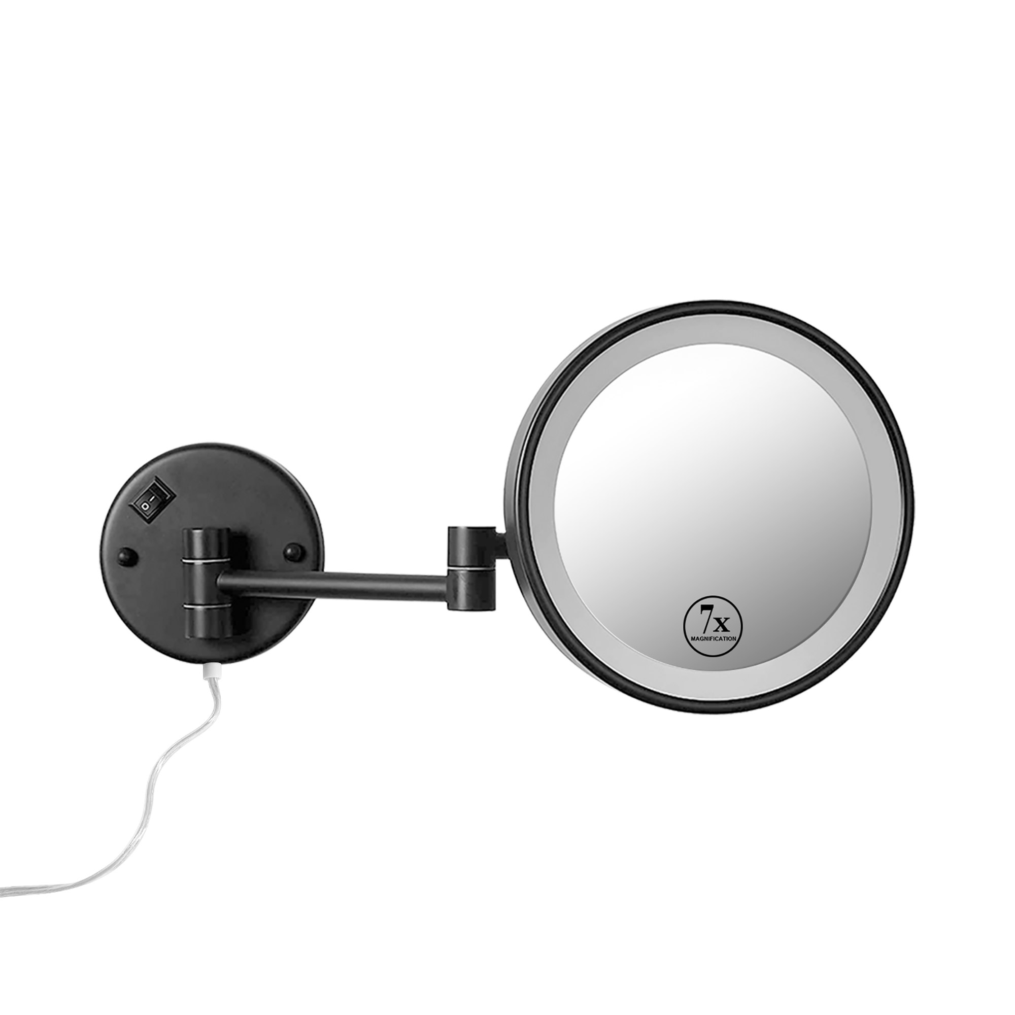 Round Framed Wall Mounted LED Mirror in Black