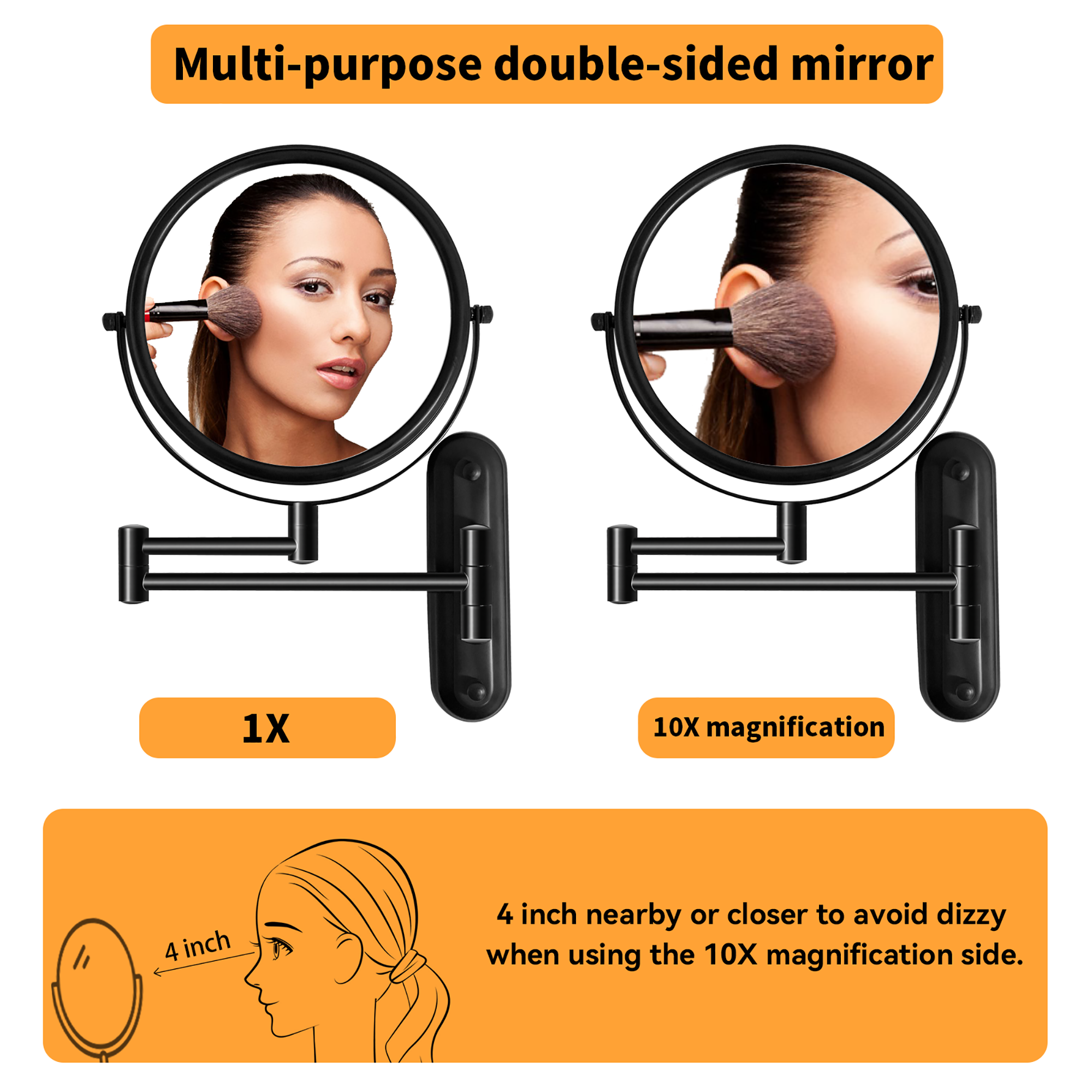 Round Framed Wall Mounted Mirror in Black
